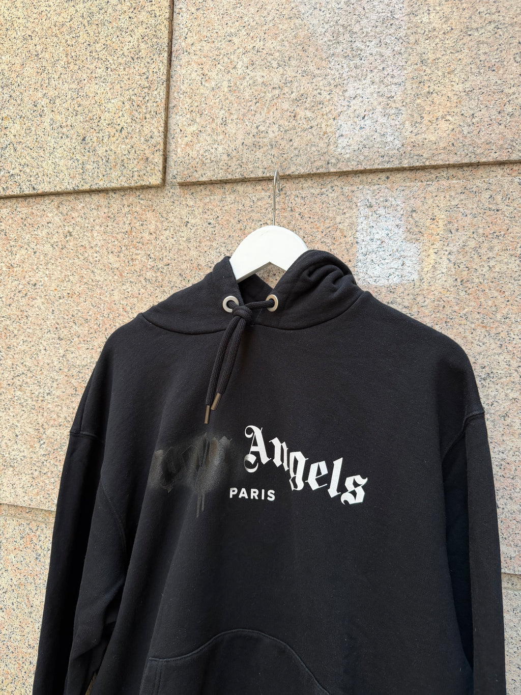 Palm Angels Hoodie Spray Logo Black Paris -  XL (USED)