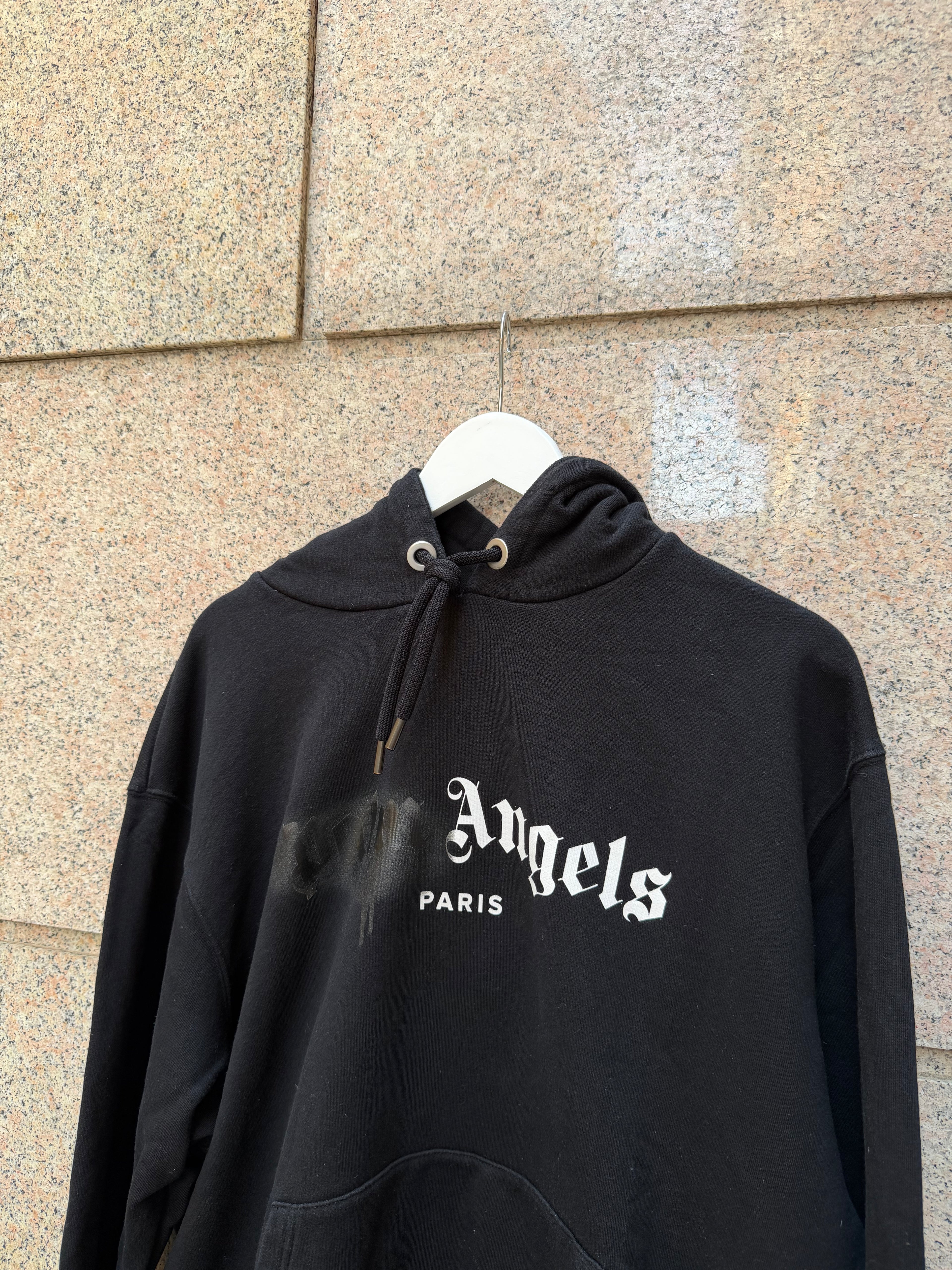 Palm Angels Hoodie Spray Logo Black Paris -  XL (USED)