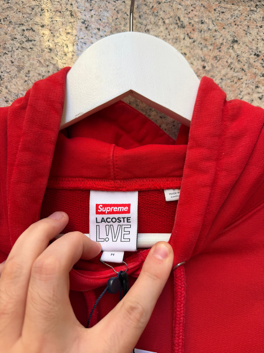 Supreme X Lacoste Hoodie Red  - M (USED)