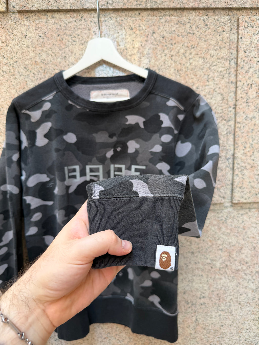 A Bathing Ape Bape Camo Grey Crewneck - S (USED)