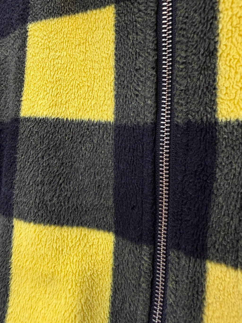 Stussy Jacket Pile Zip Yellow Check Green- L (USED)