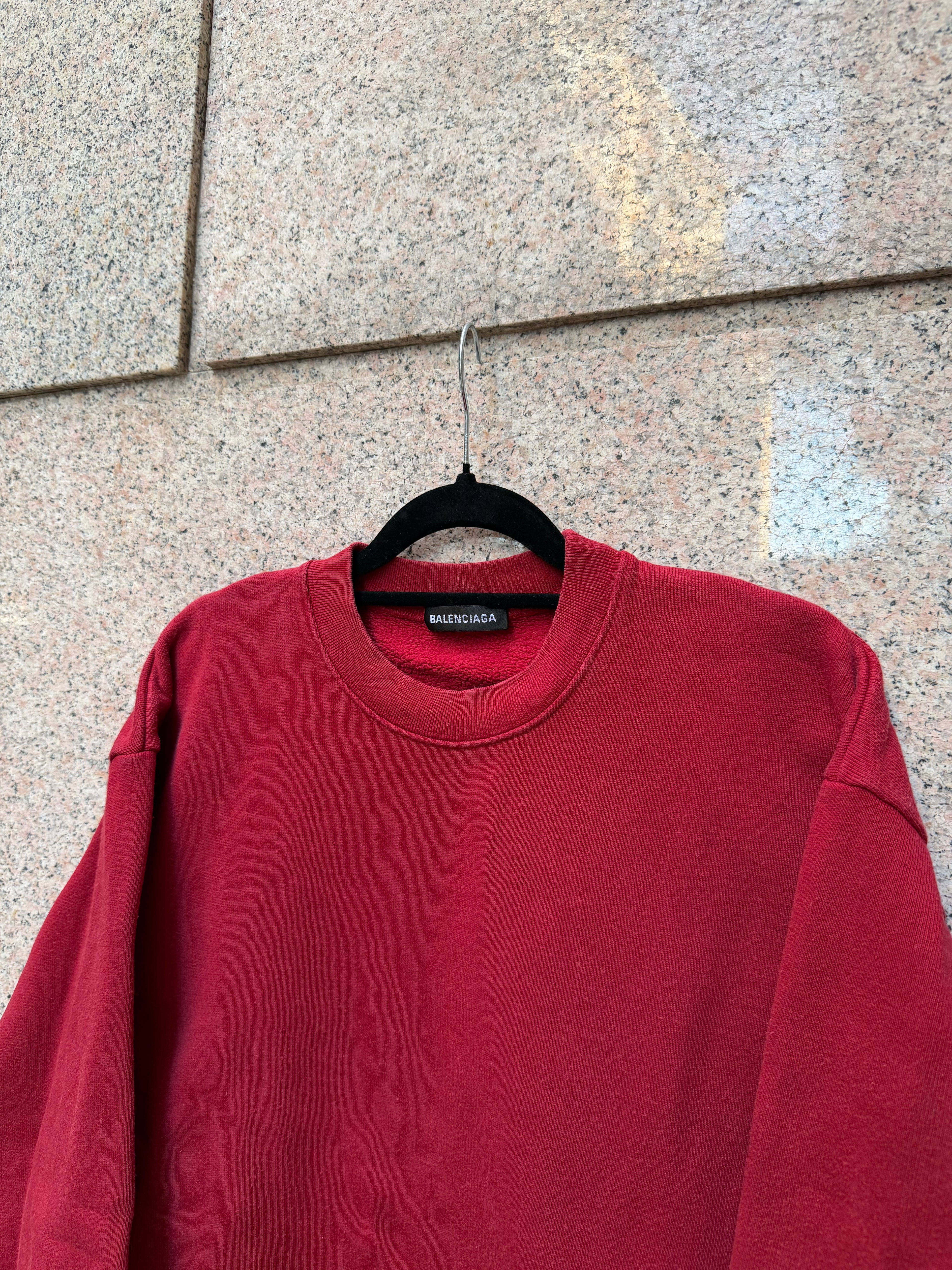 Balenciaga Crewneck Red Black Logo Back - S (USED)