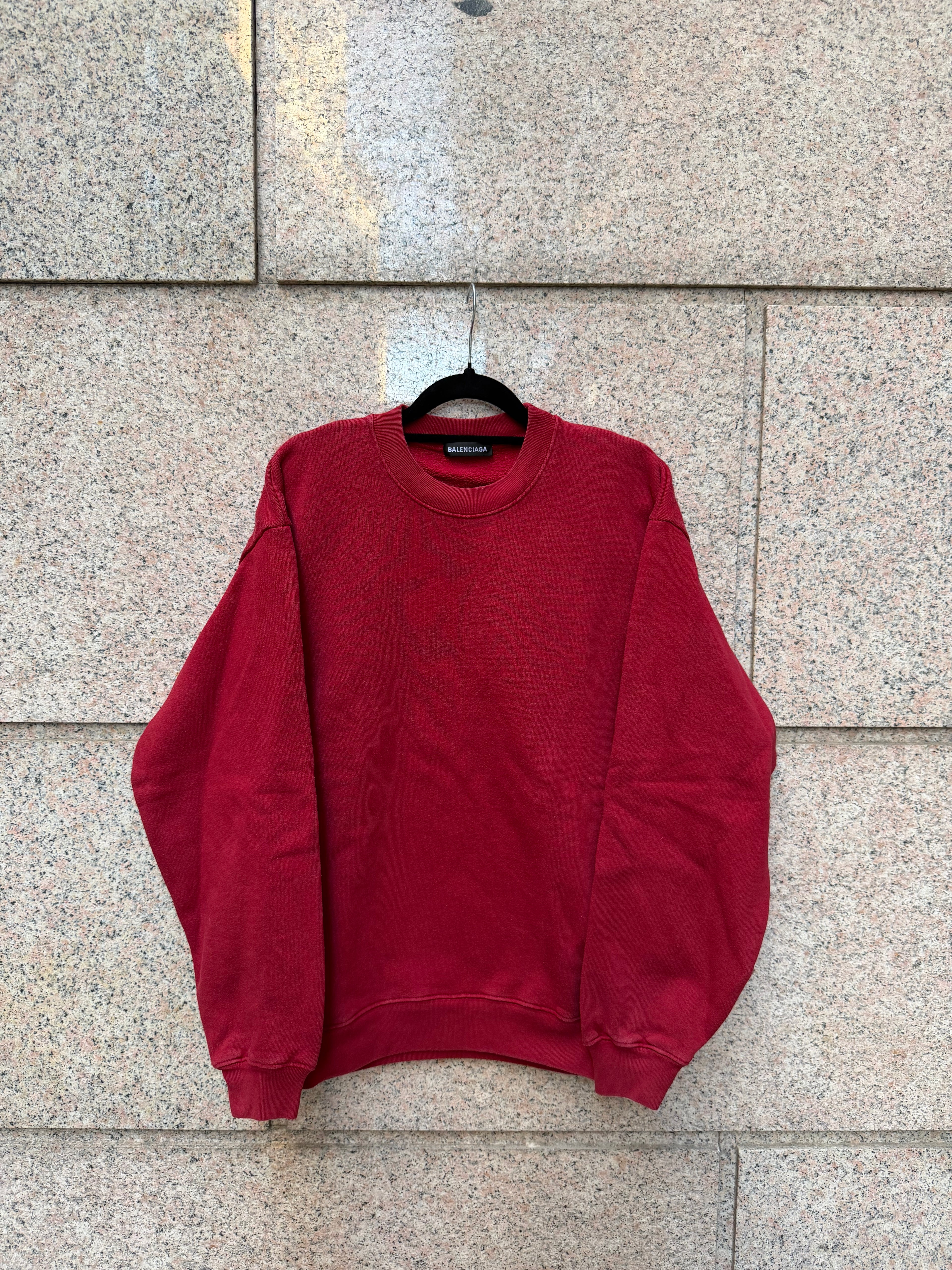 Balenciaga Crewneck Red Black Logo Back - S (USED)