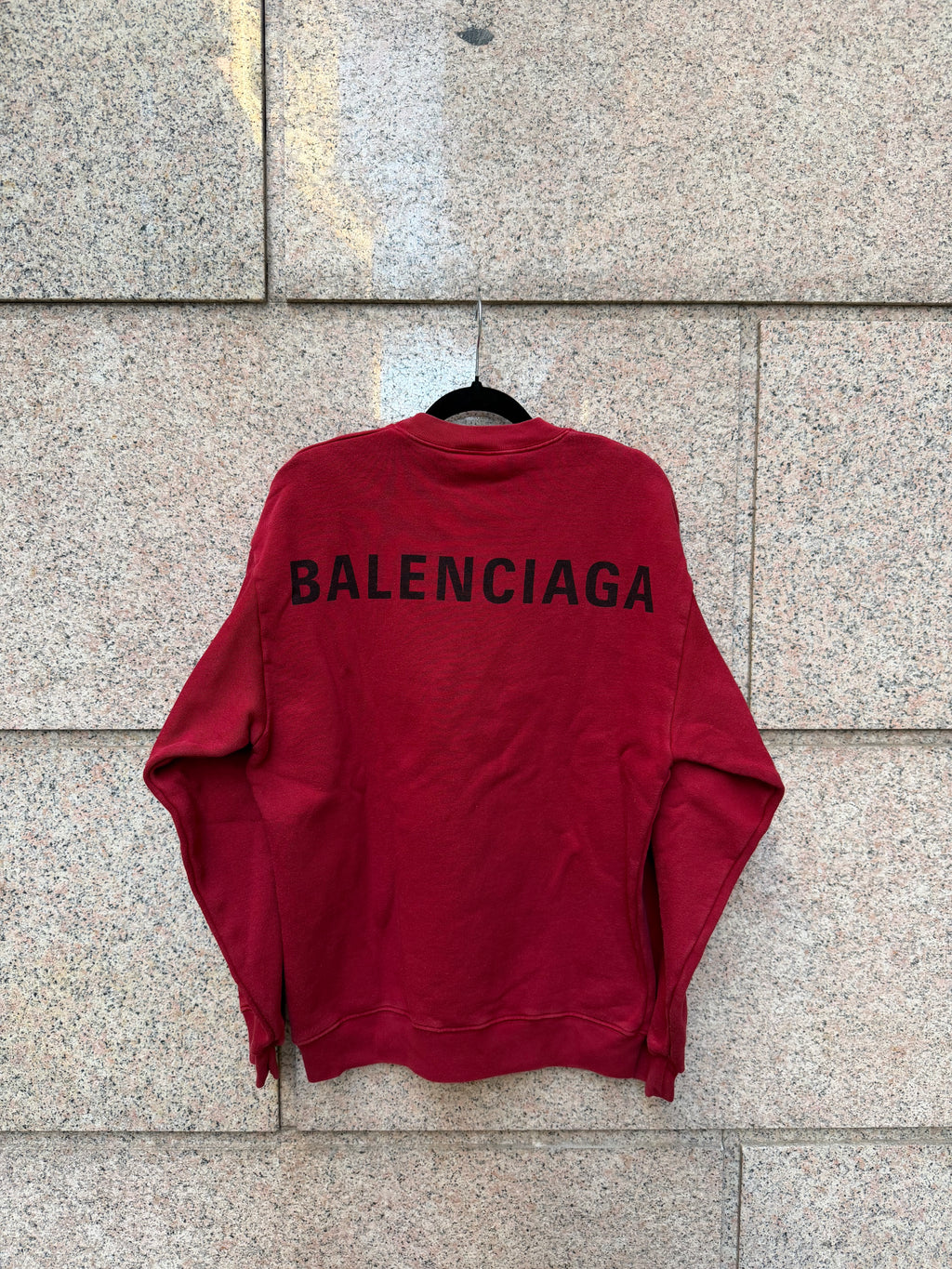 Balenciaga Crewneck Red Black Logo Back - S (USED)