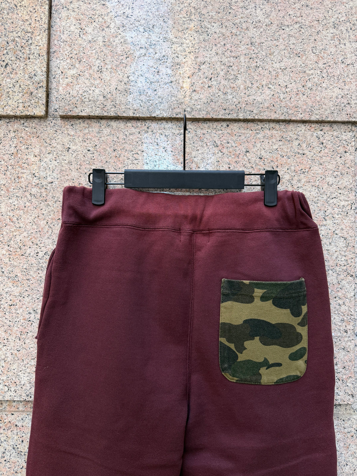A Bathing Ape Bape Camo Shark Sweatpants Burgundy - L (USED)