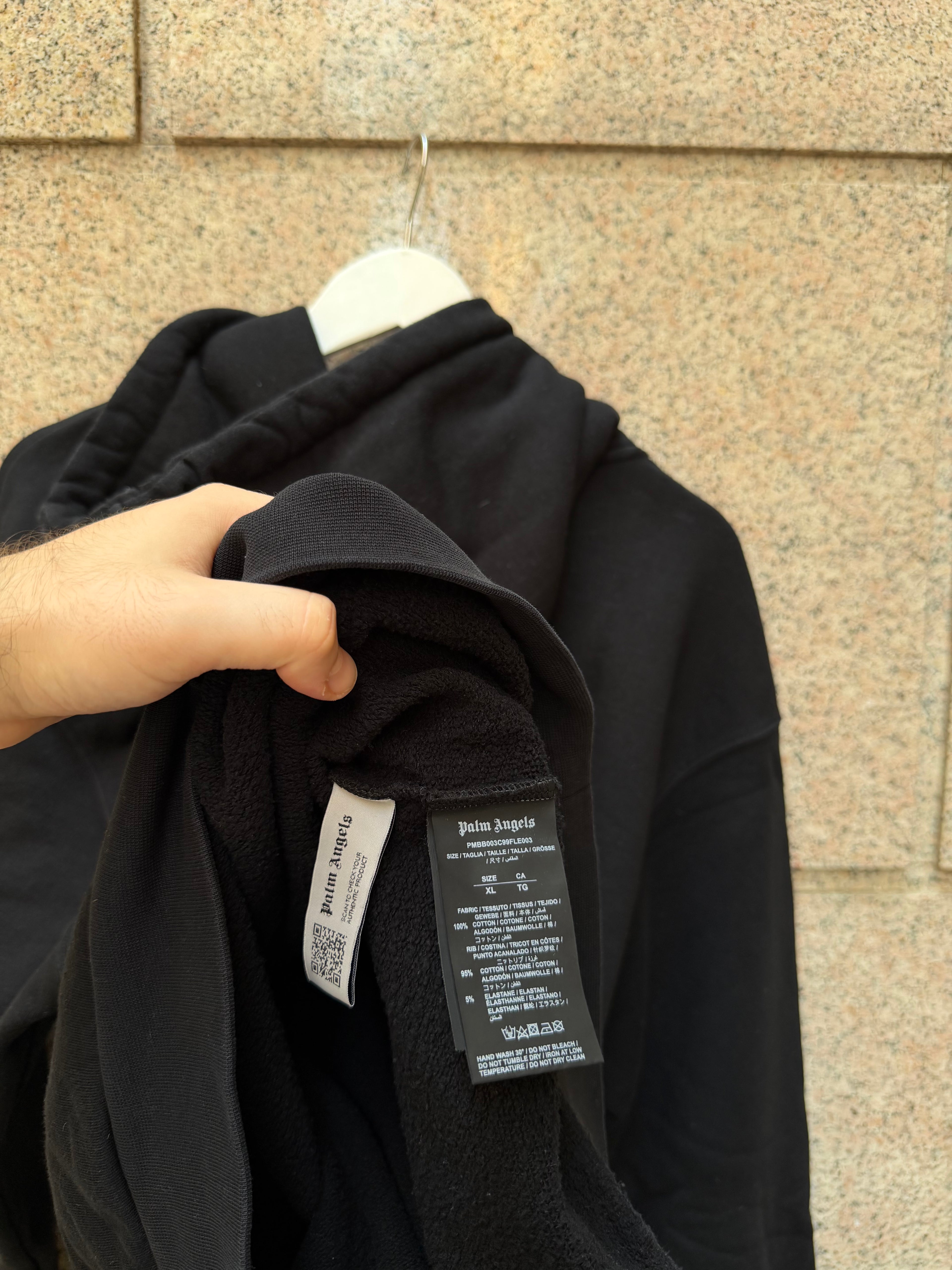 Palm Angels Hoodie Spray Logo Black Paris -  XL (USED)