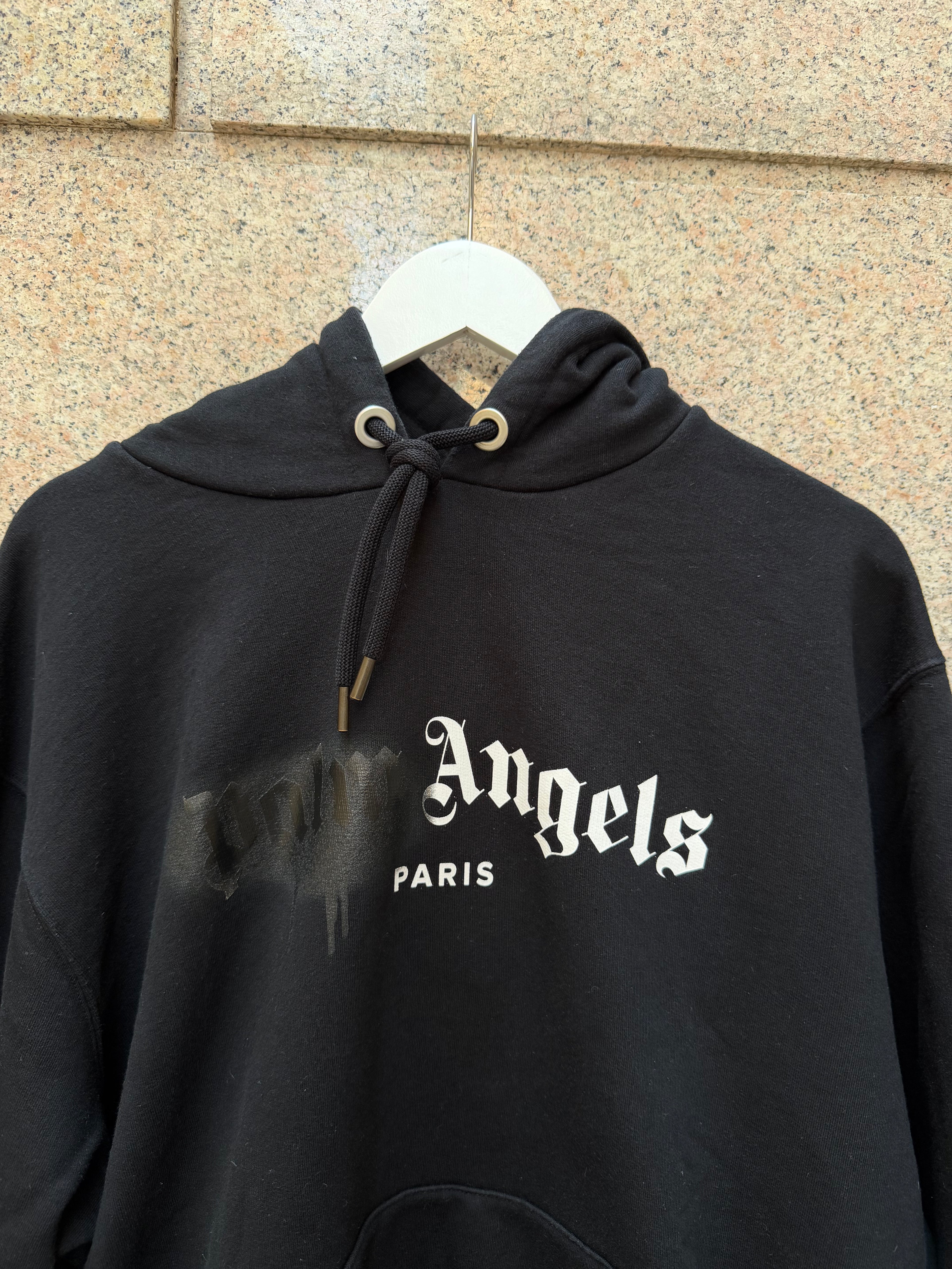 Palm Angels Hoodie Spray Logo Black Paris -  XL (USED)