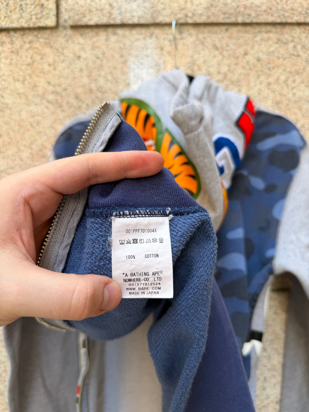 A Bathing Ape Bape Camo Hoodie Blue Grey Shark - M (USED)