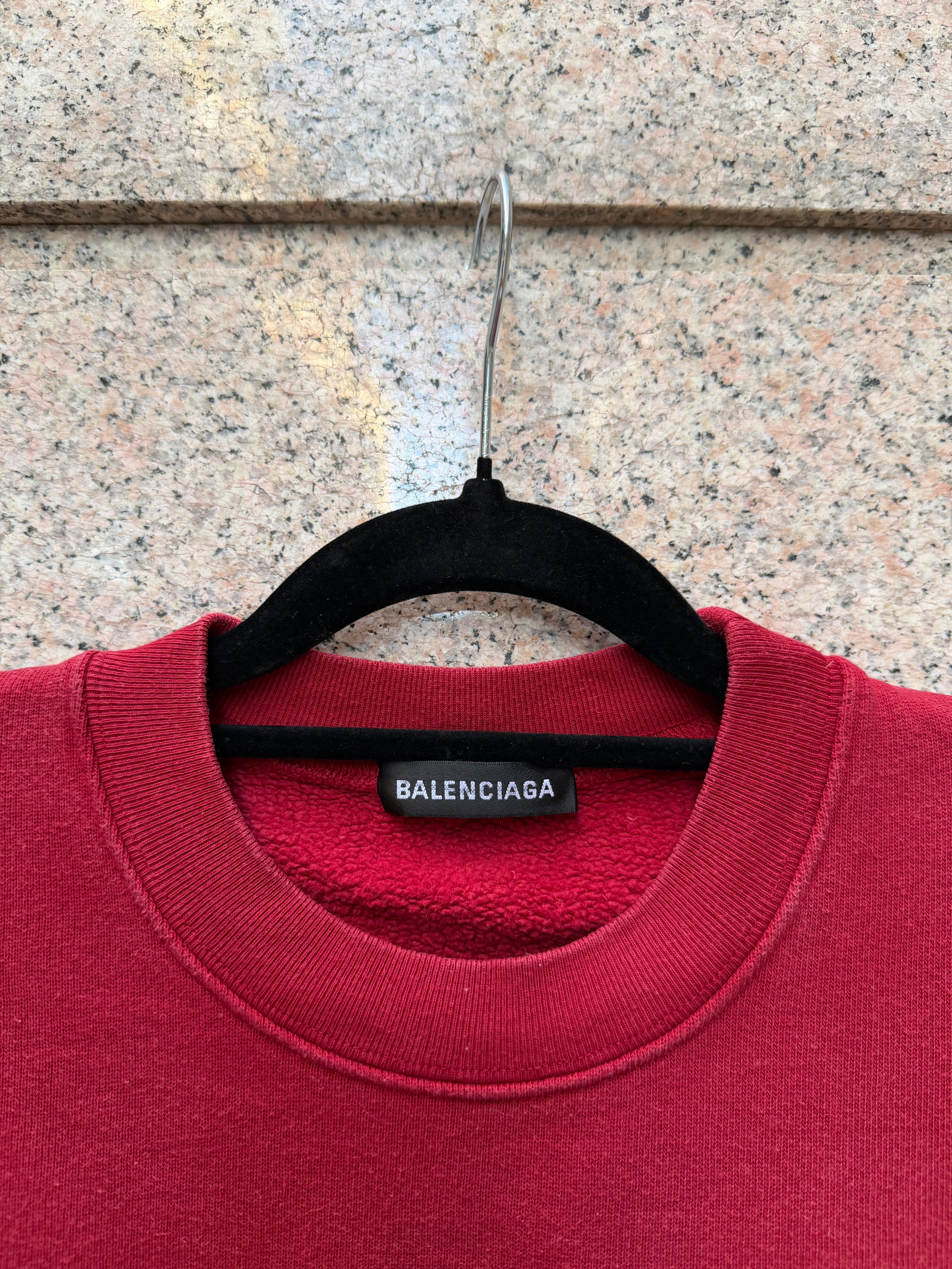 Balenciaga Crewneck Red Black Logo Back - S (USED)
