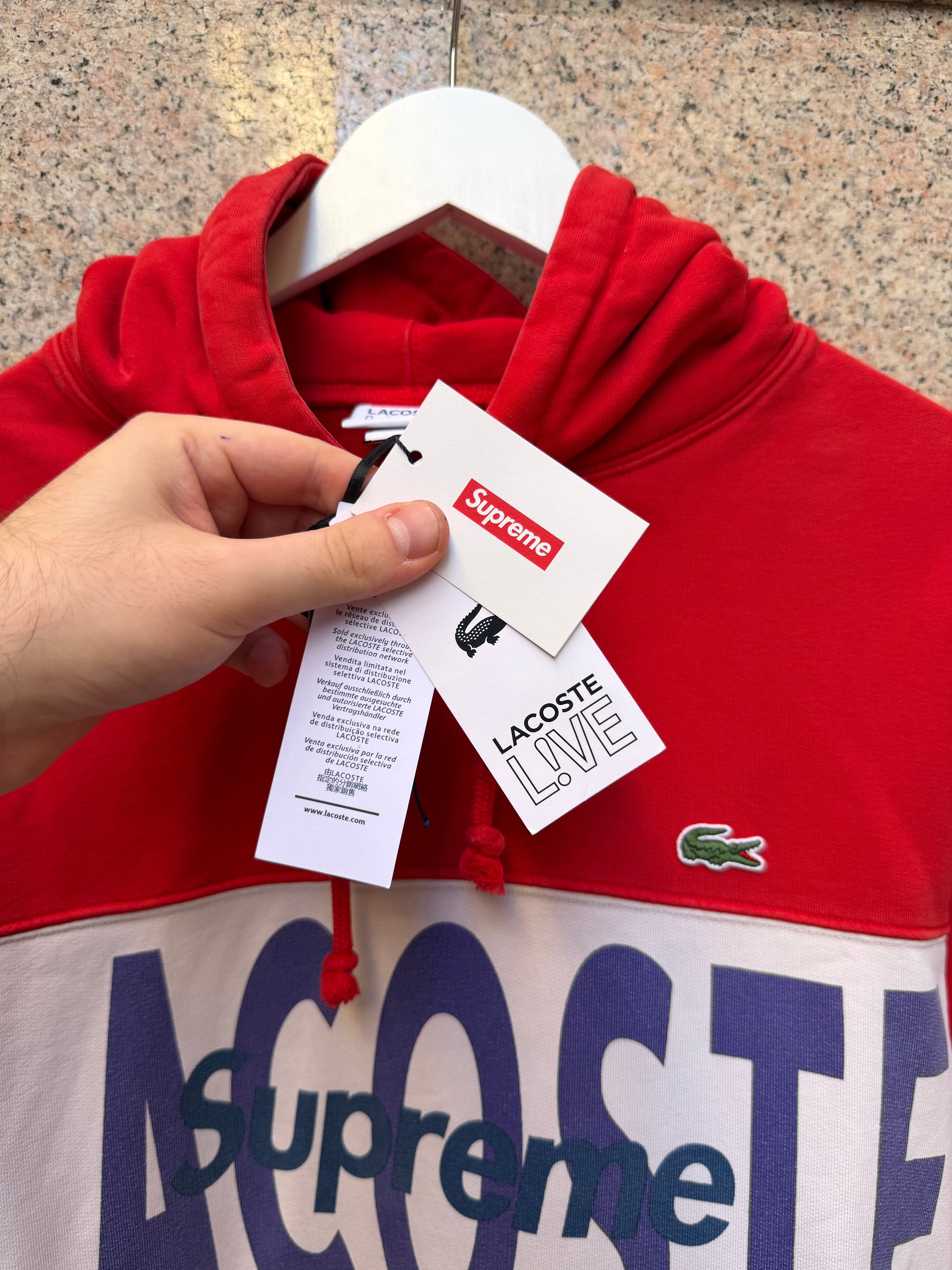 Supreme X Lacoste Hoodie Red  - M (USED)