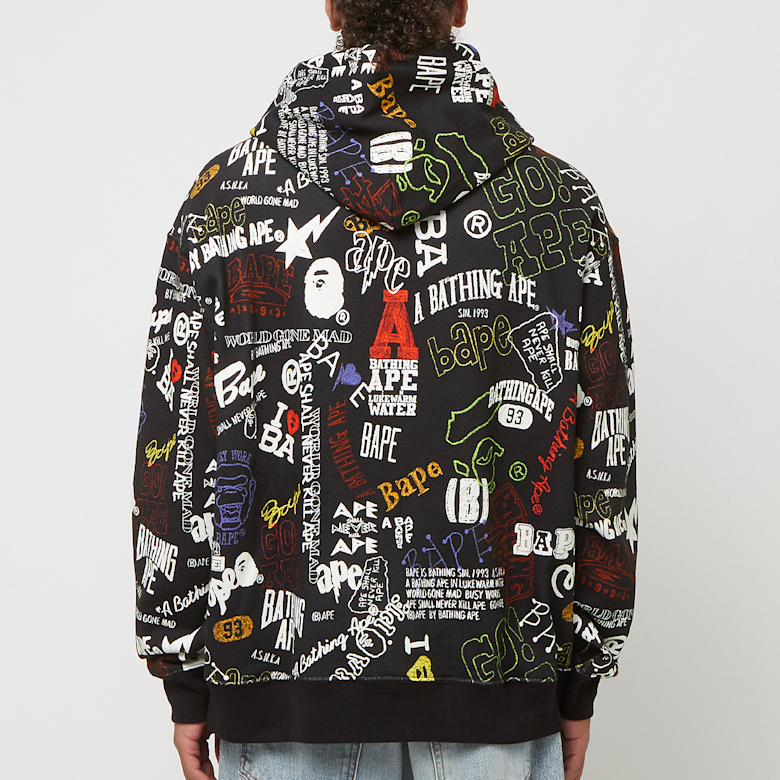 A Bathing Ape BAPE Hoodie Hand Draw Black