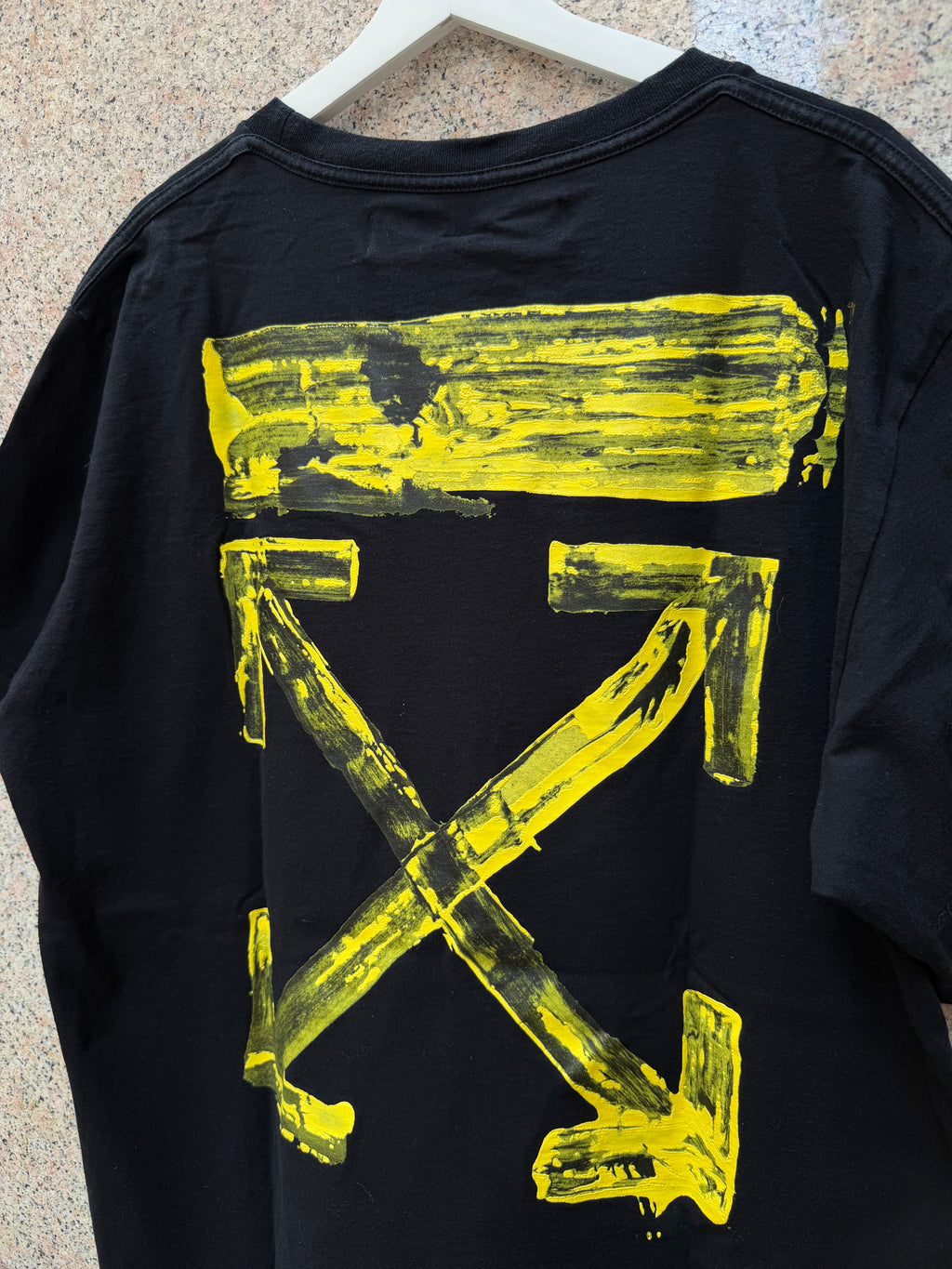 Off-White Virgil Abloh Black/Yellow Brushstroke Tee - XXL (USED)