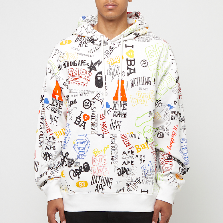 A Bathing Ape BAPE Hoodie Hand Draw White