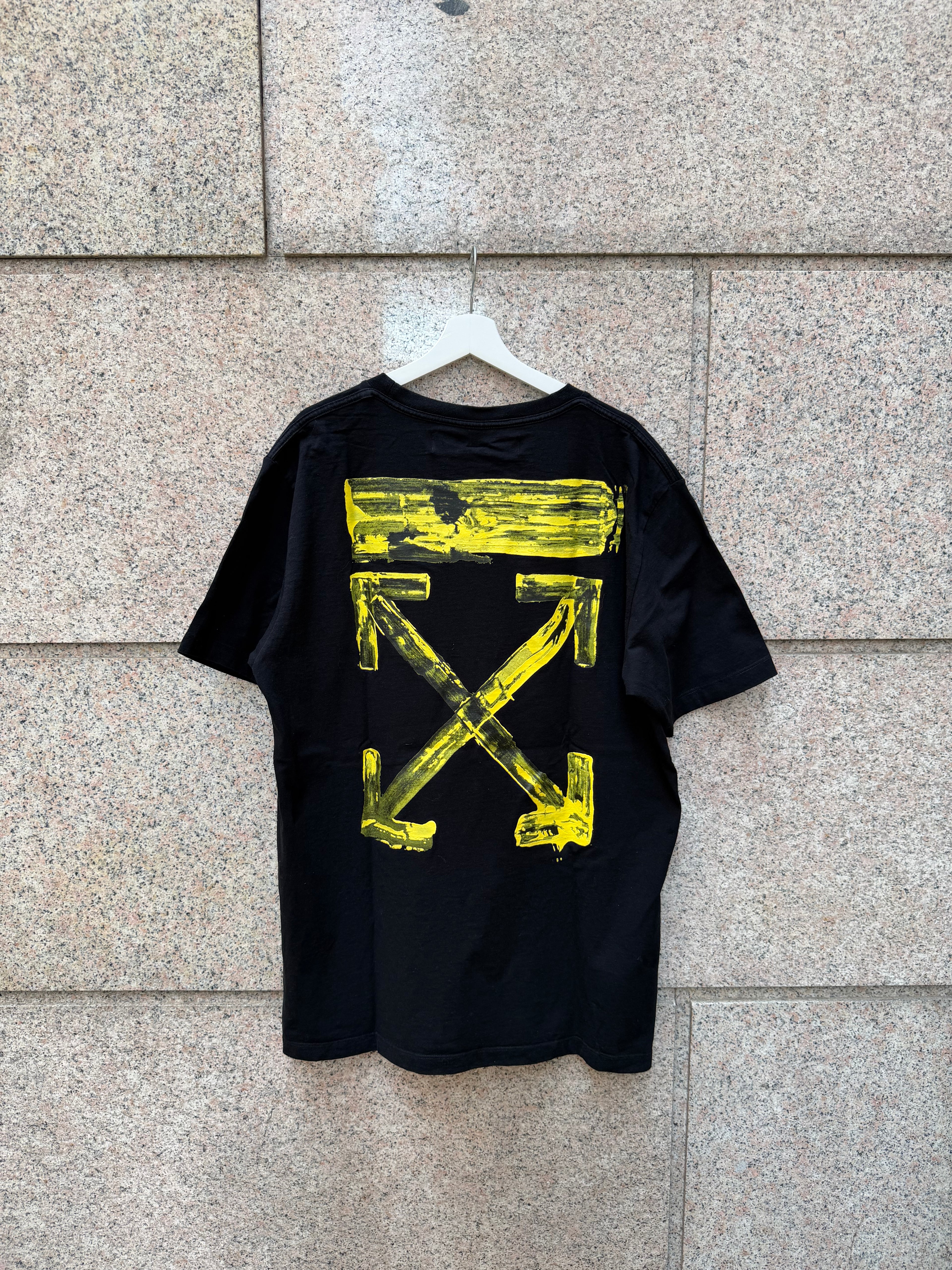 Off-White Virgil Abloh Black/Yellow Brushstroke Tee - XXL (USED)