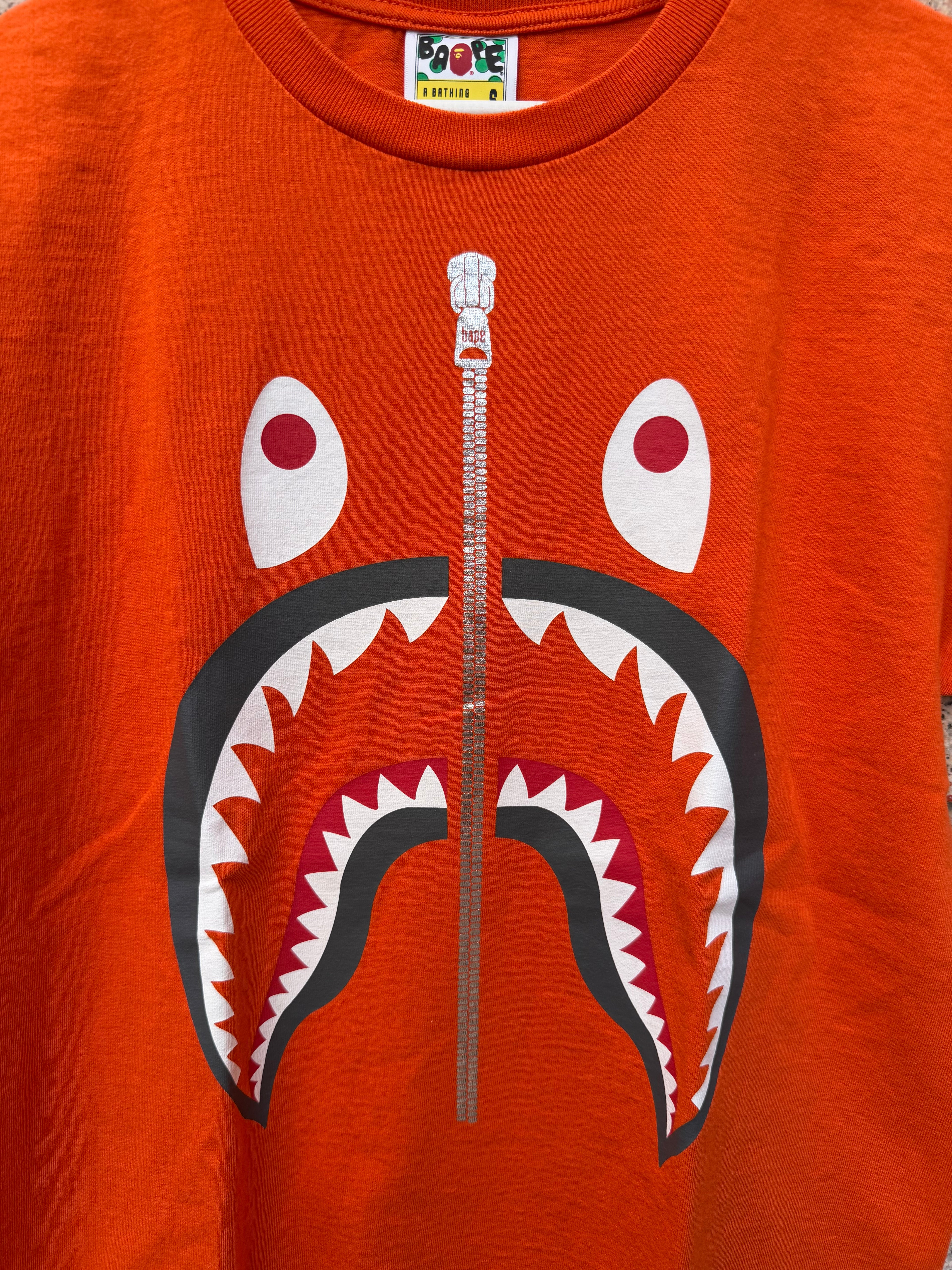 A Bathing Ape Bape Shark Tee Orange - S (USED)