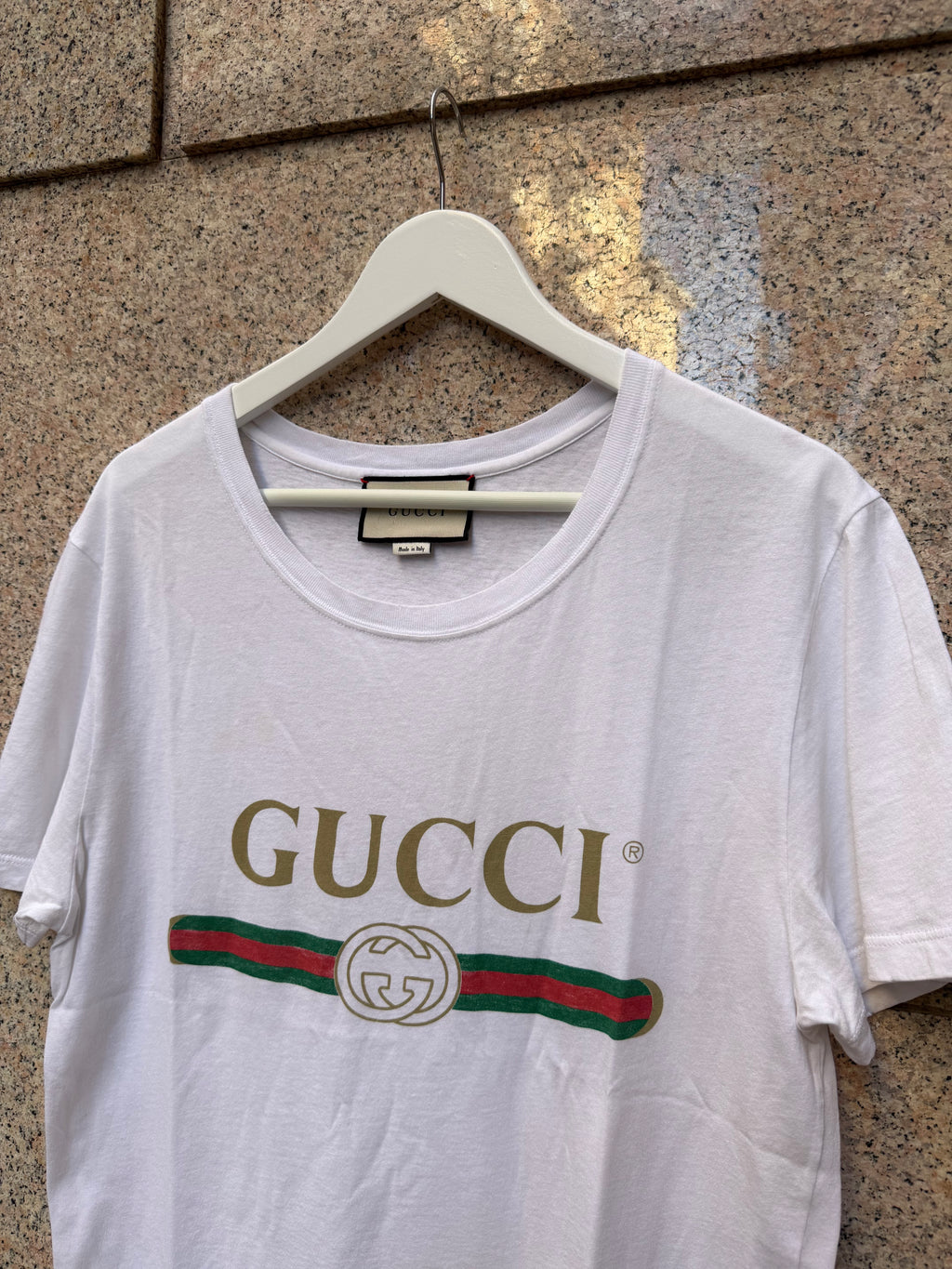 Gucci Tee Logo Washed Print White - XS (USED)