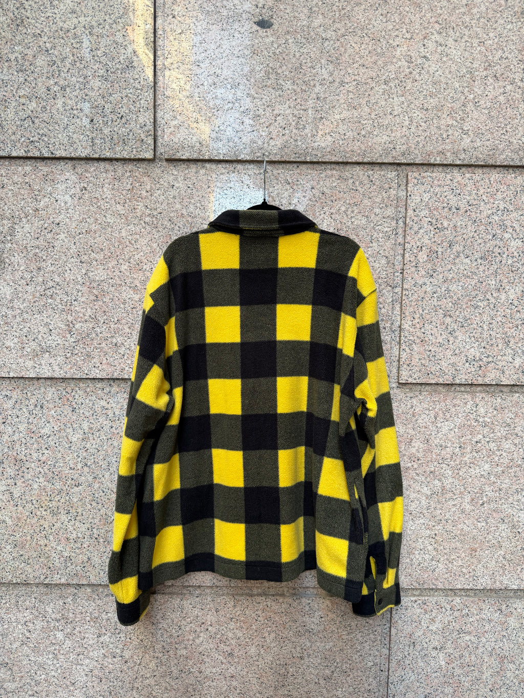 Stussy Jacket Pile Zip Yellow Check Green- L (USED)