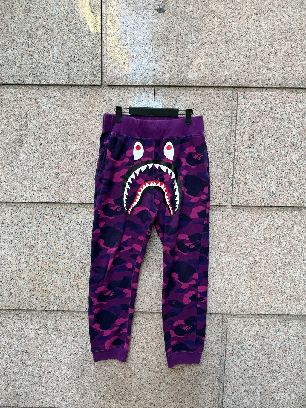 A Bathing Ape Bape Camo Shark Sweatpants Purple - S (USED)