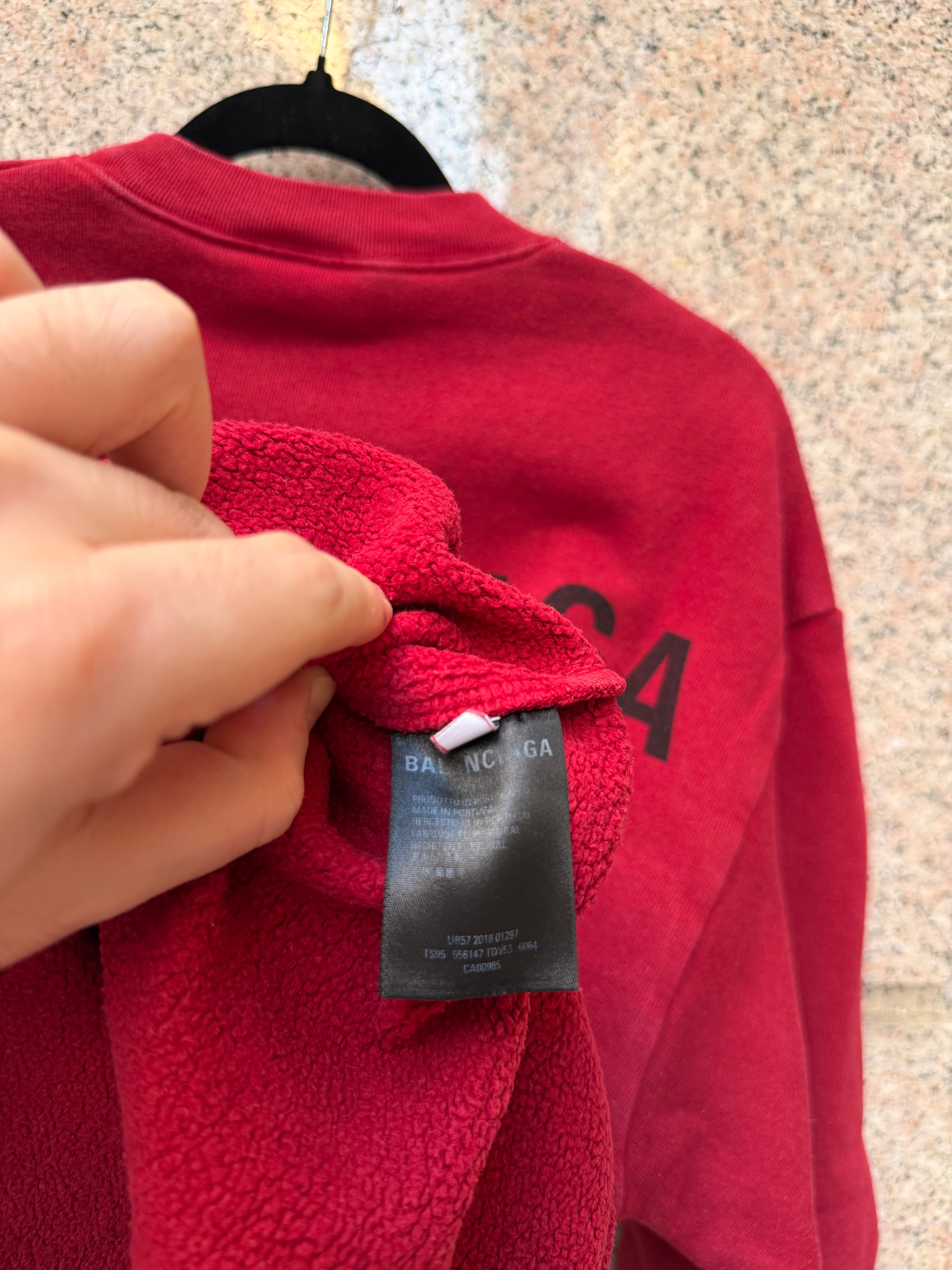 Balenciaga Crewneck Red Black Logo Back - S (USED)