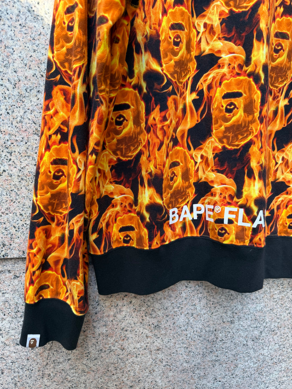 A Bathing Ape Bape Flame Wide Crewneck - XL (USED)