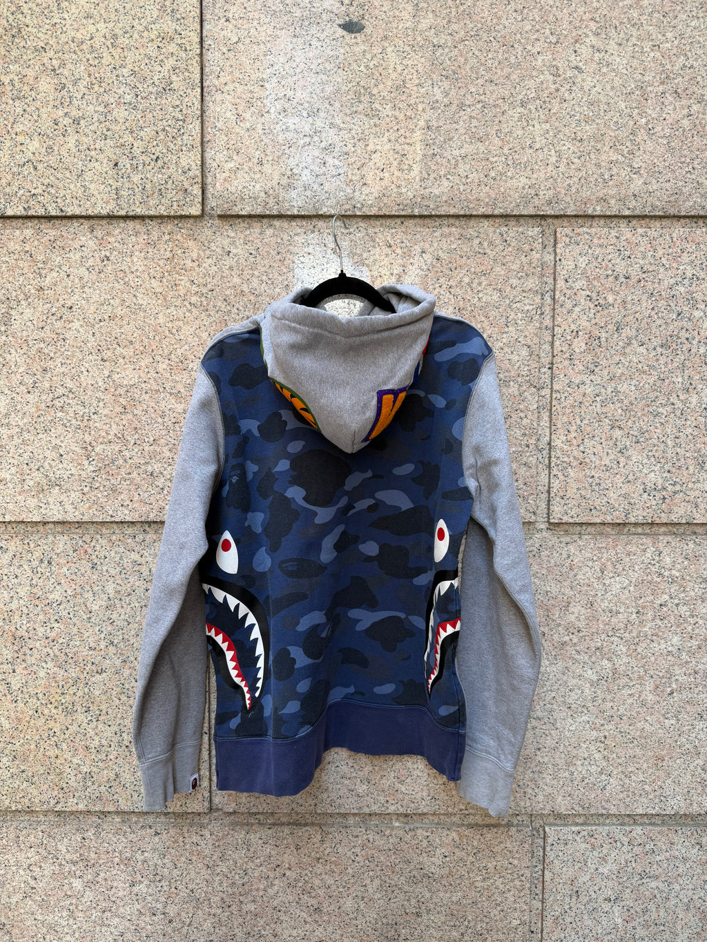 A Bathing Ape Bape Camo Hoodie Blue Grey Shark - M (USED)