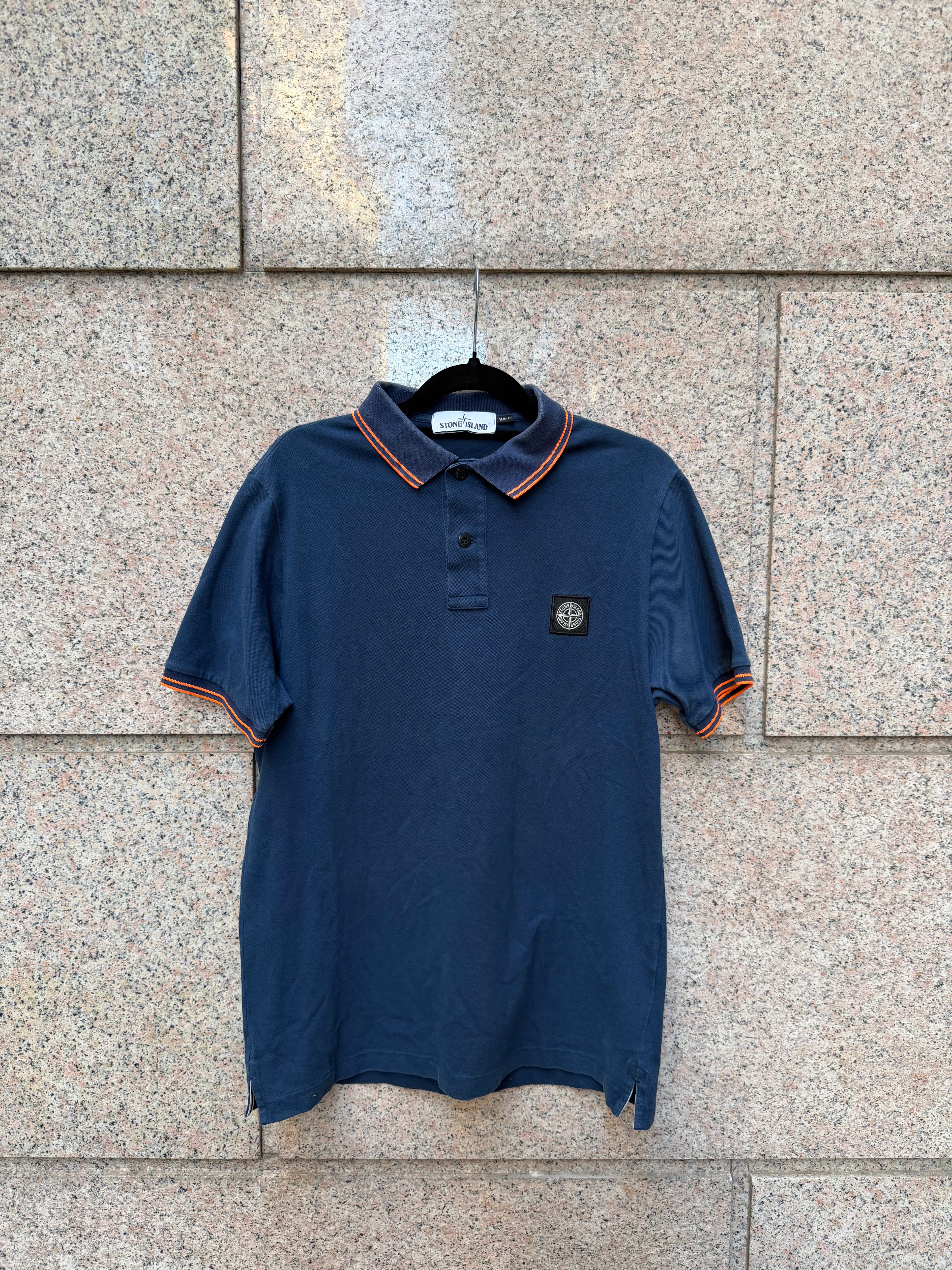 Stone Island Navy Polo Slim Fit - L Fit S/M (USED)