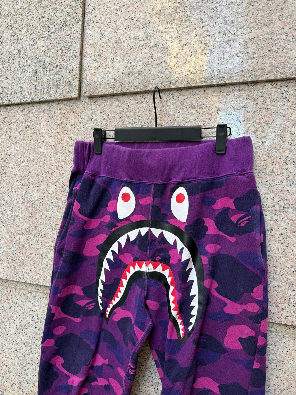 A Bathing Ape Bape Camo Shark Sweatpants Purple - S (USED)