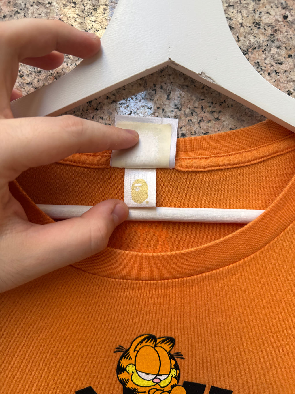 A Bathing Ape Bape X Garfield Orange Tee - L (USED)