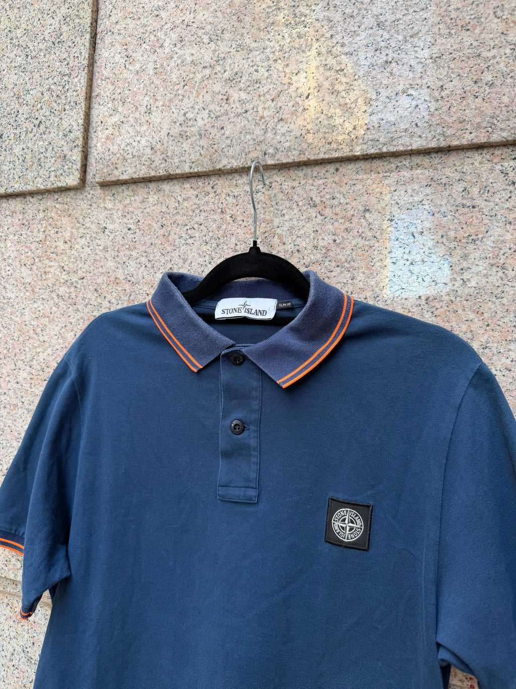 Stone Island Navy Polo Slim Fit - L Fit S/M (USED)