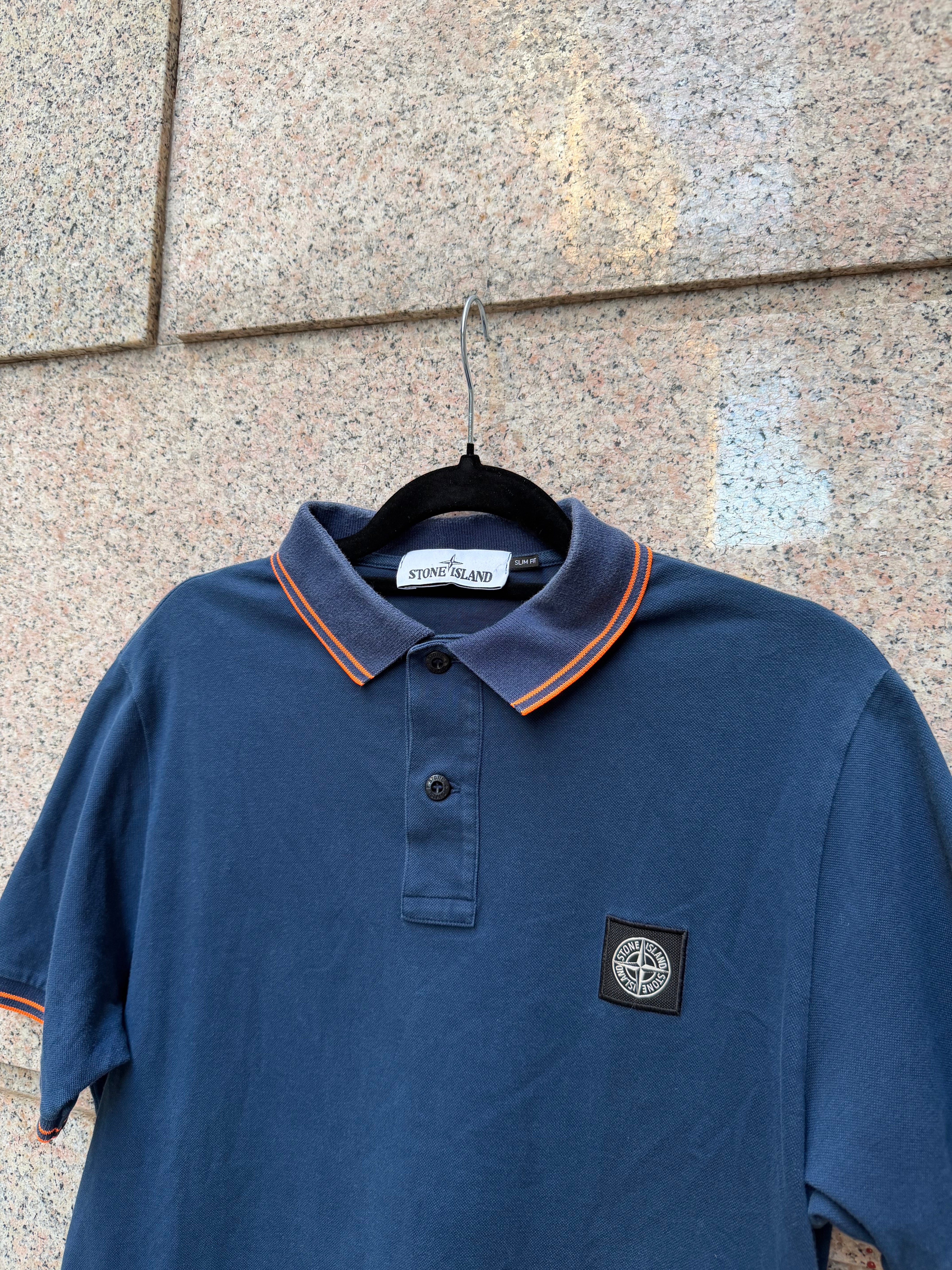 Stone Island Navy Polo Slim Fit - L Fit S/M (USED)