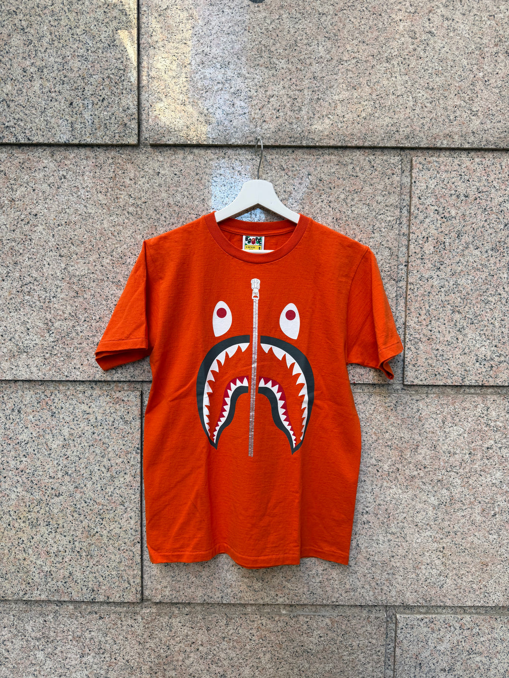 A Bathing Ape Bape Shark Tee Orange - S (USED)