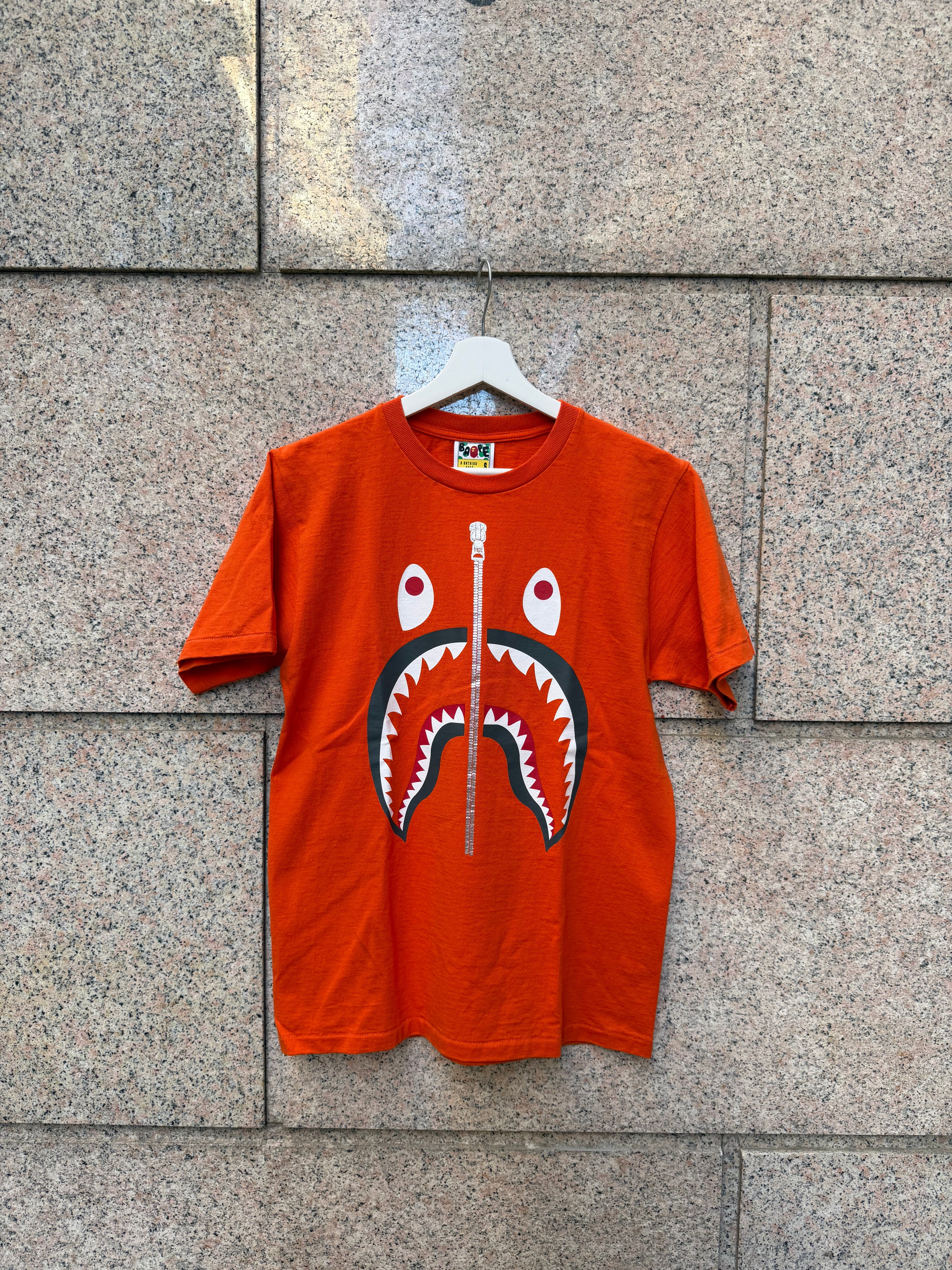 A Bathing Ape Bape Shark Tee Orange - S (USED)