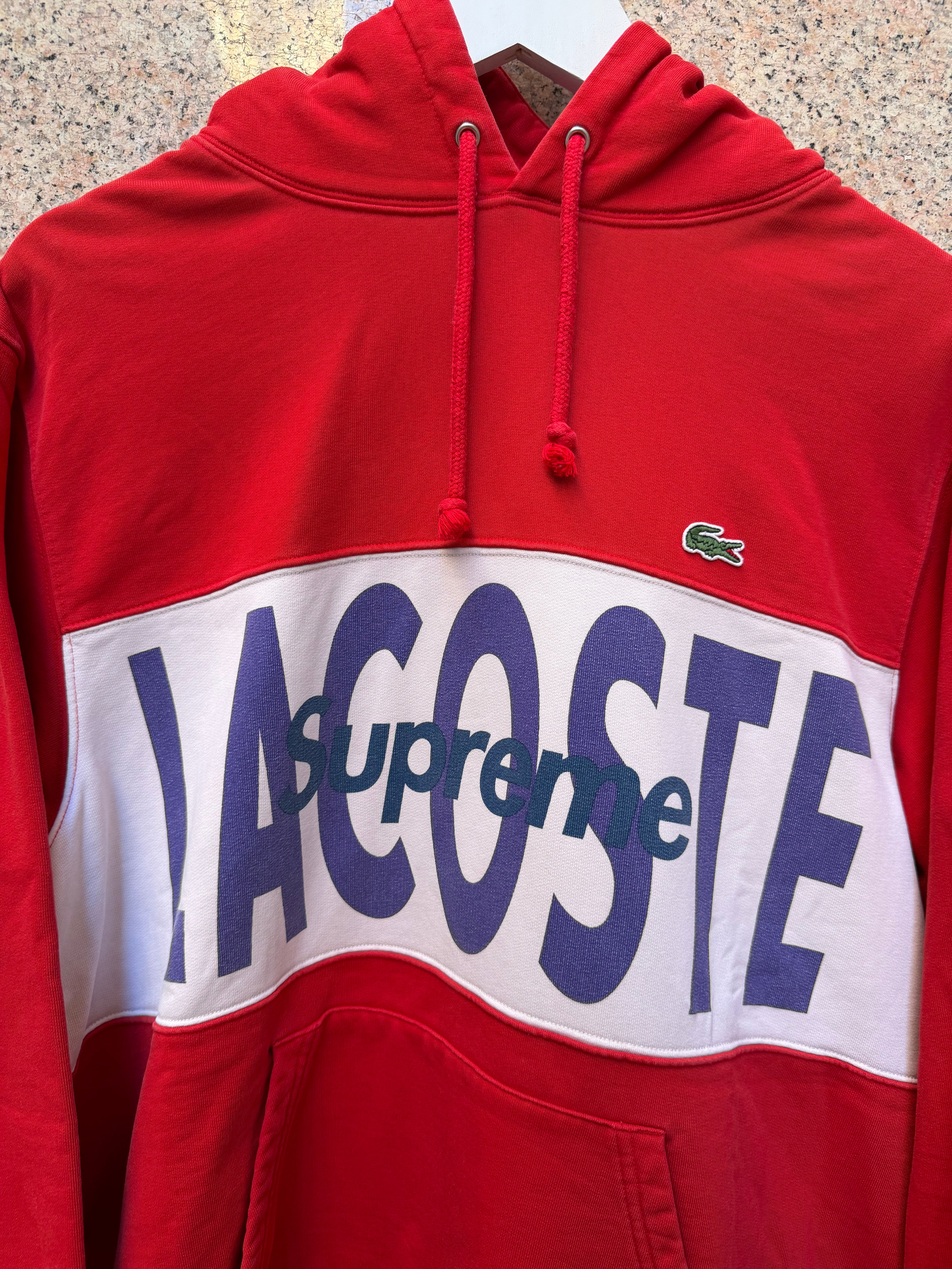 Supreme X Lacoste Hoodie Red  - M (USED)