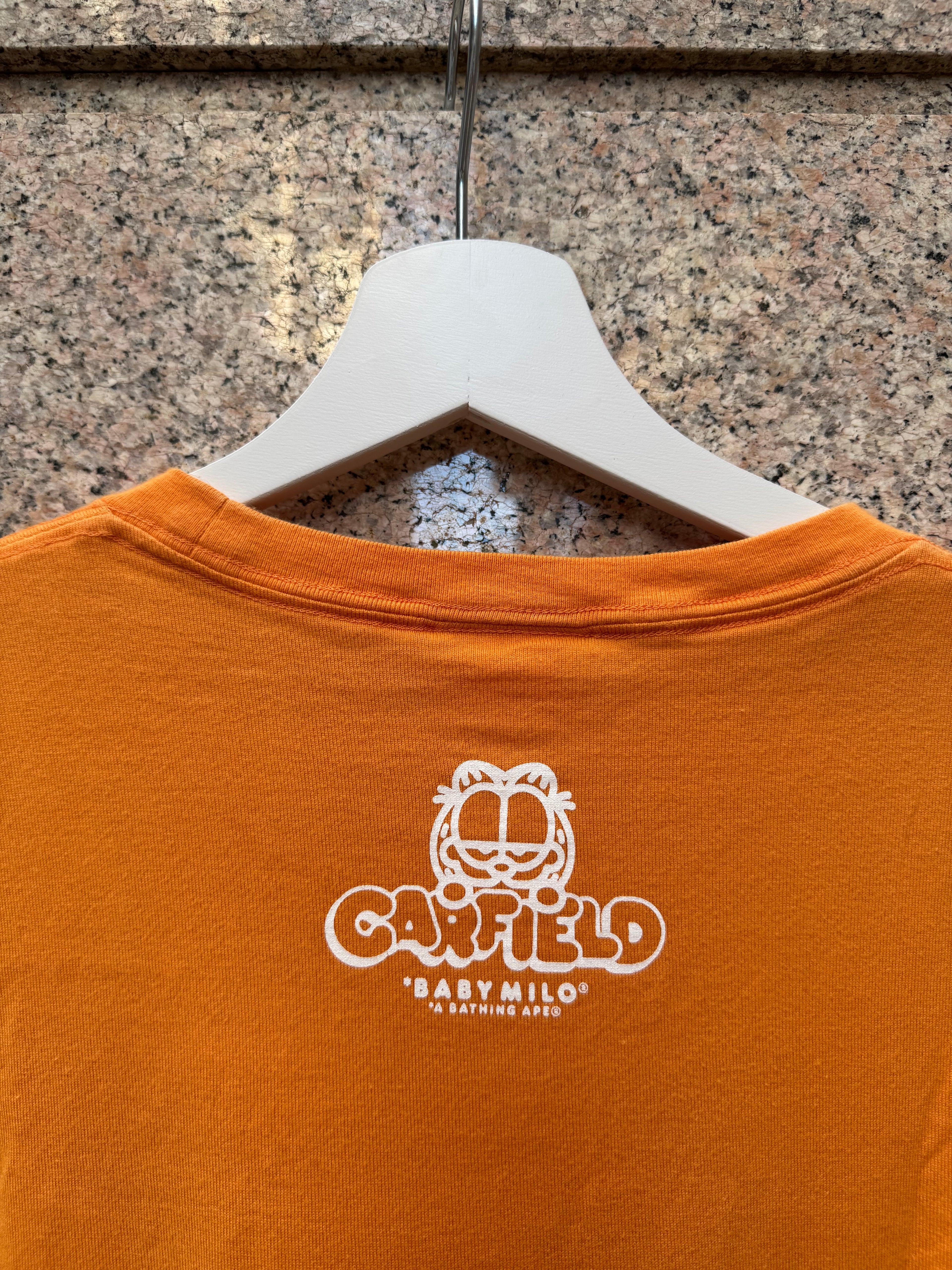 A Bathing Ape Bape X Garfield Orange Tee - L (USED)