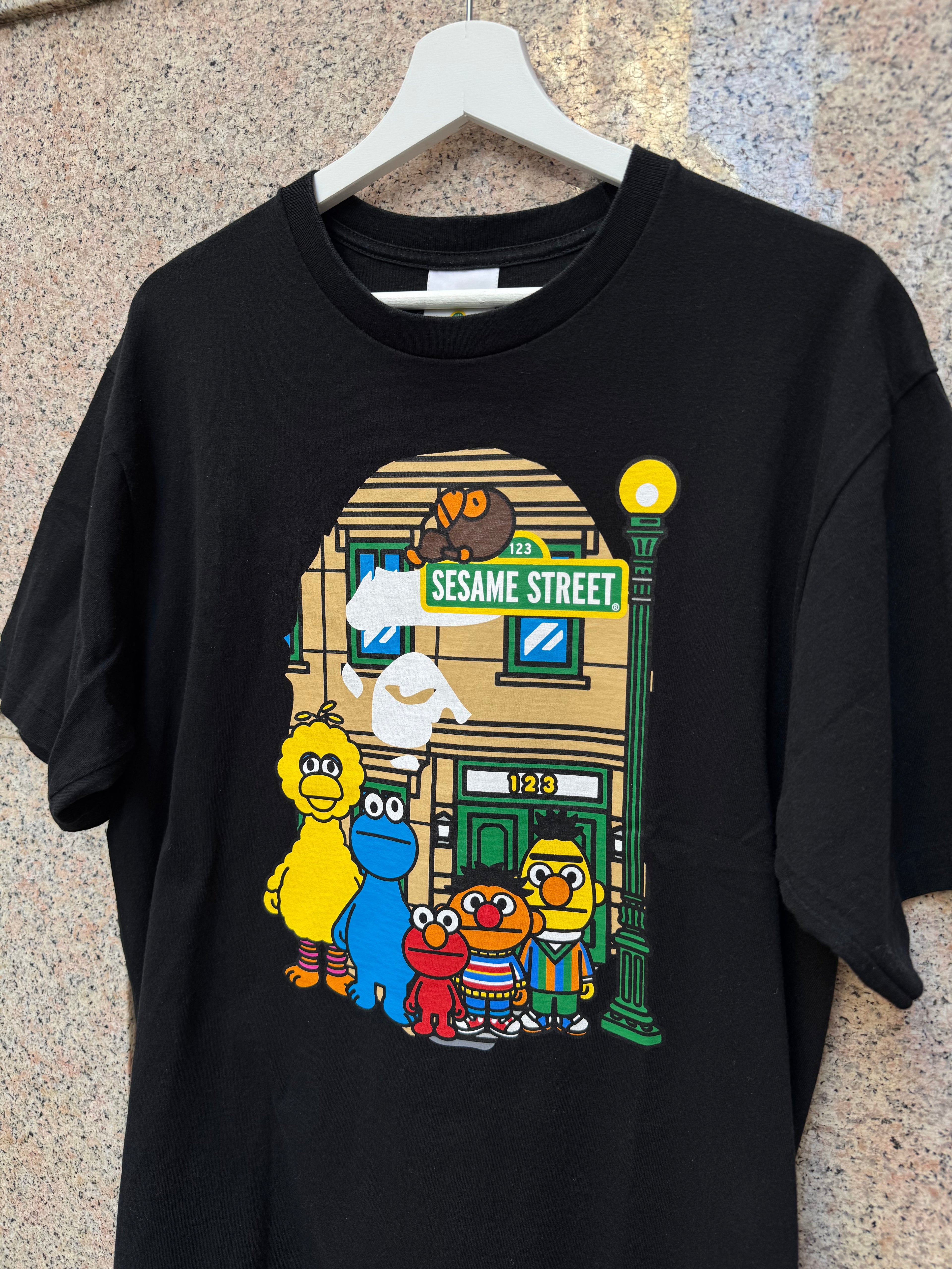 A Bathing Ape Bape X Sesame Street Black Tee - XL (USED)