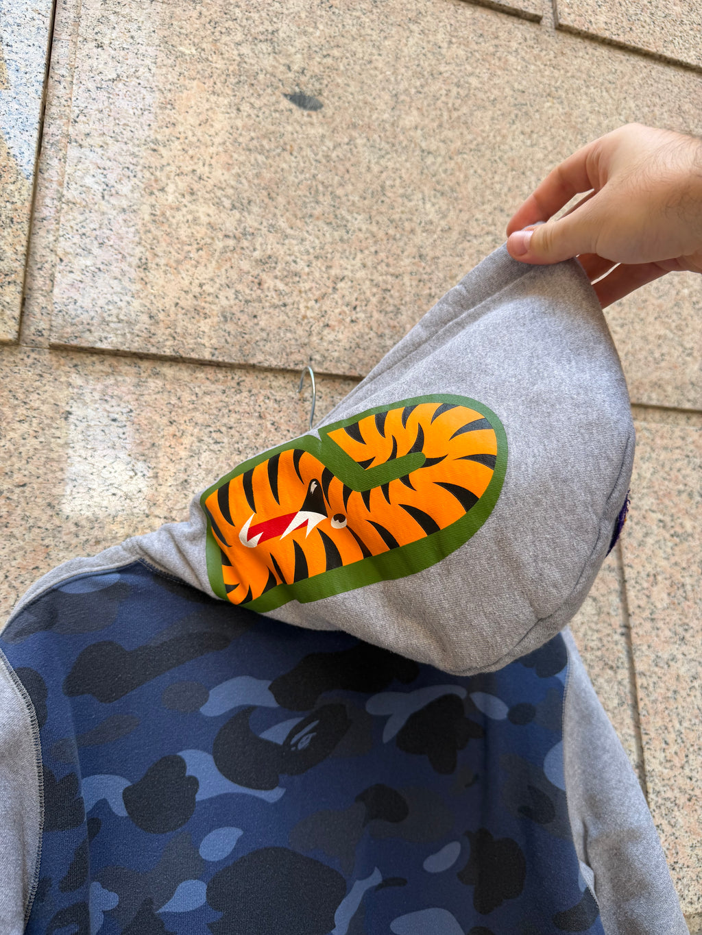 A Bathing Ape Bape Camo Hoodie Blue Grey Shark - M (USED)