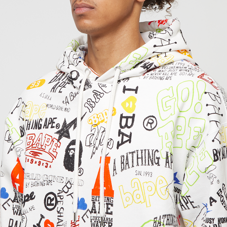 A Bathing Ape BAPE Hoodie Hand Draw White
