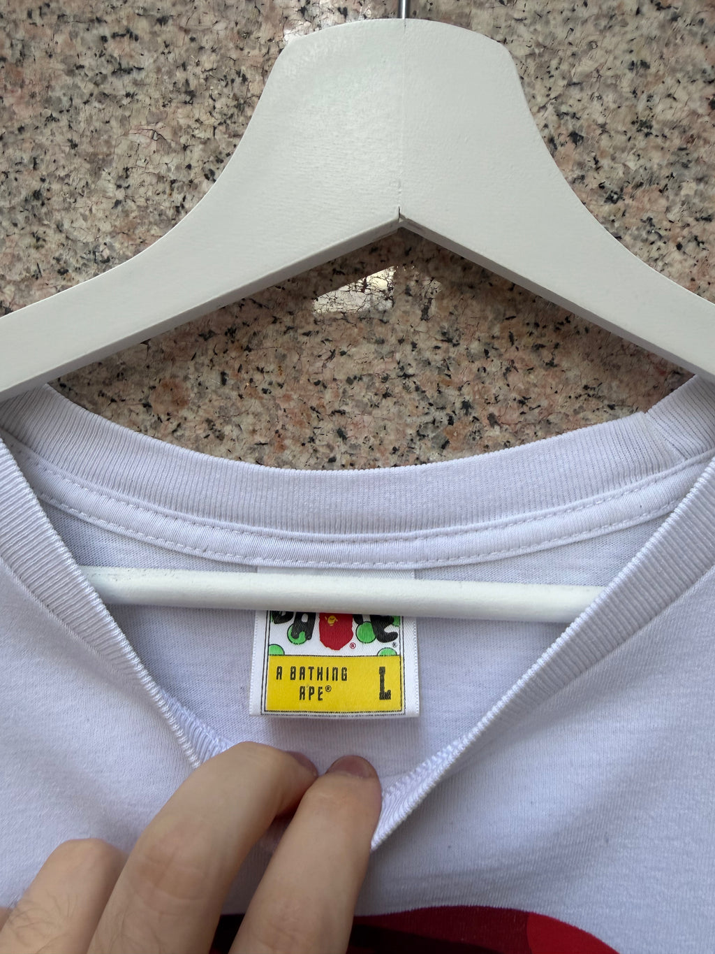 A Bathing Ape Bape Tee Big Head White Red - L (USED)