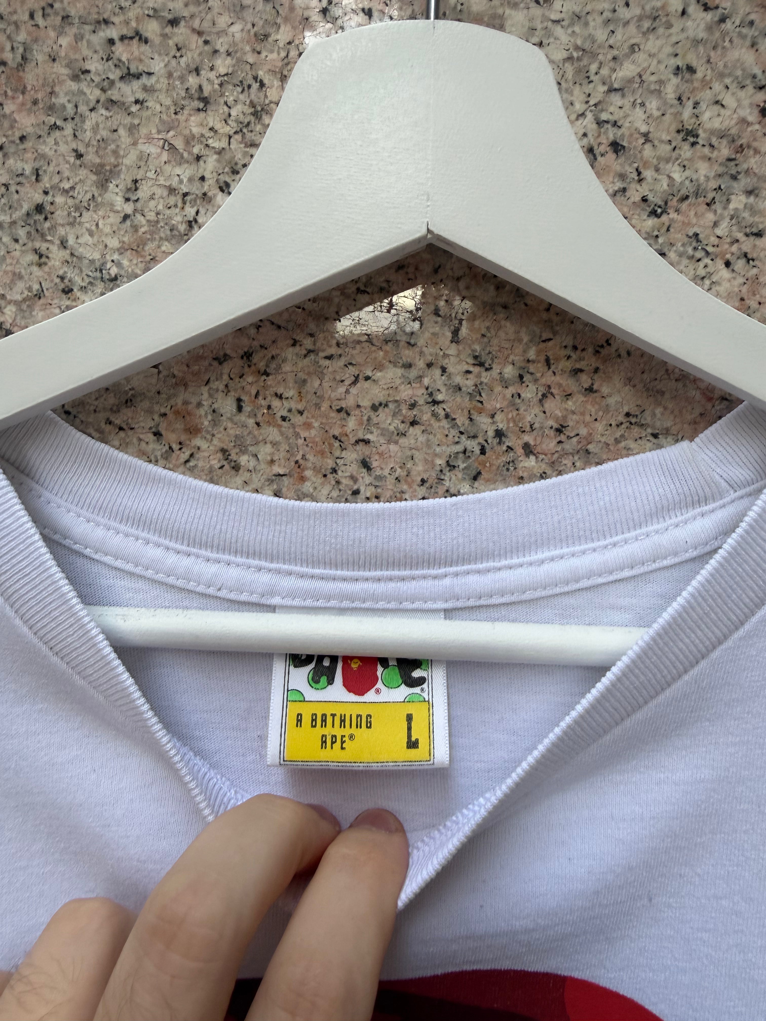 A Bathing Ape Bape Tee Big Head White Red - L (USED)