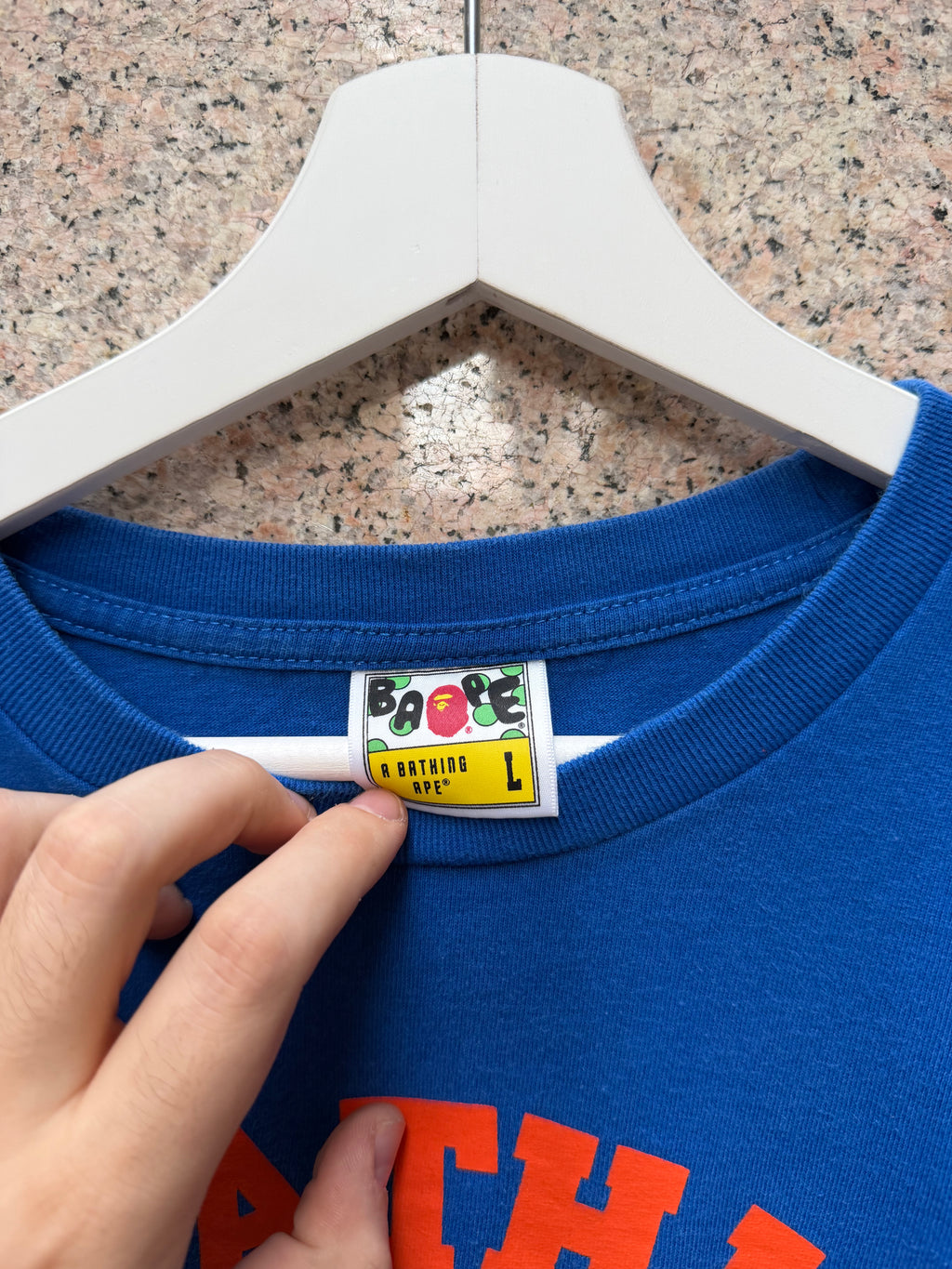 A Bathing Ape Bape Tee College Blue - L (USED)