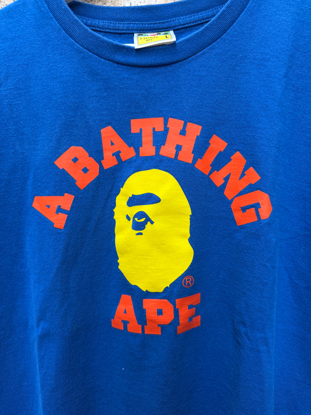 A Bathing Ape Bape Tee College Blue - L (USED)