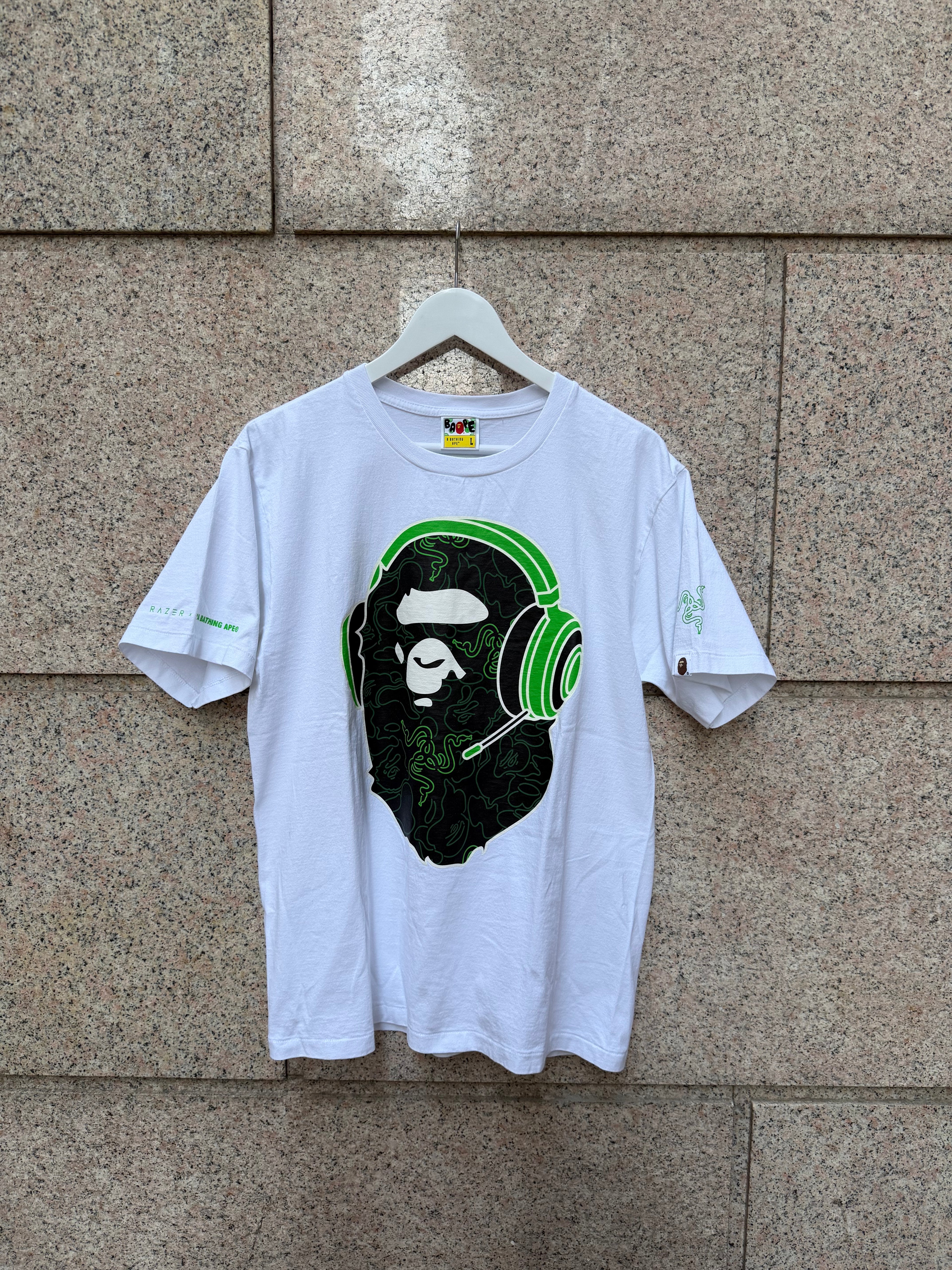 A Bathing Ape Bape Tee X Razer White Green - L (USED)