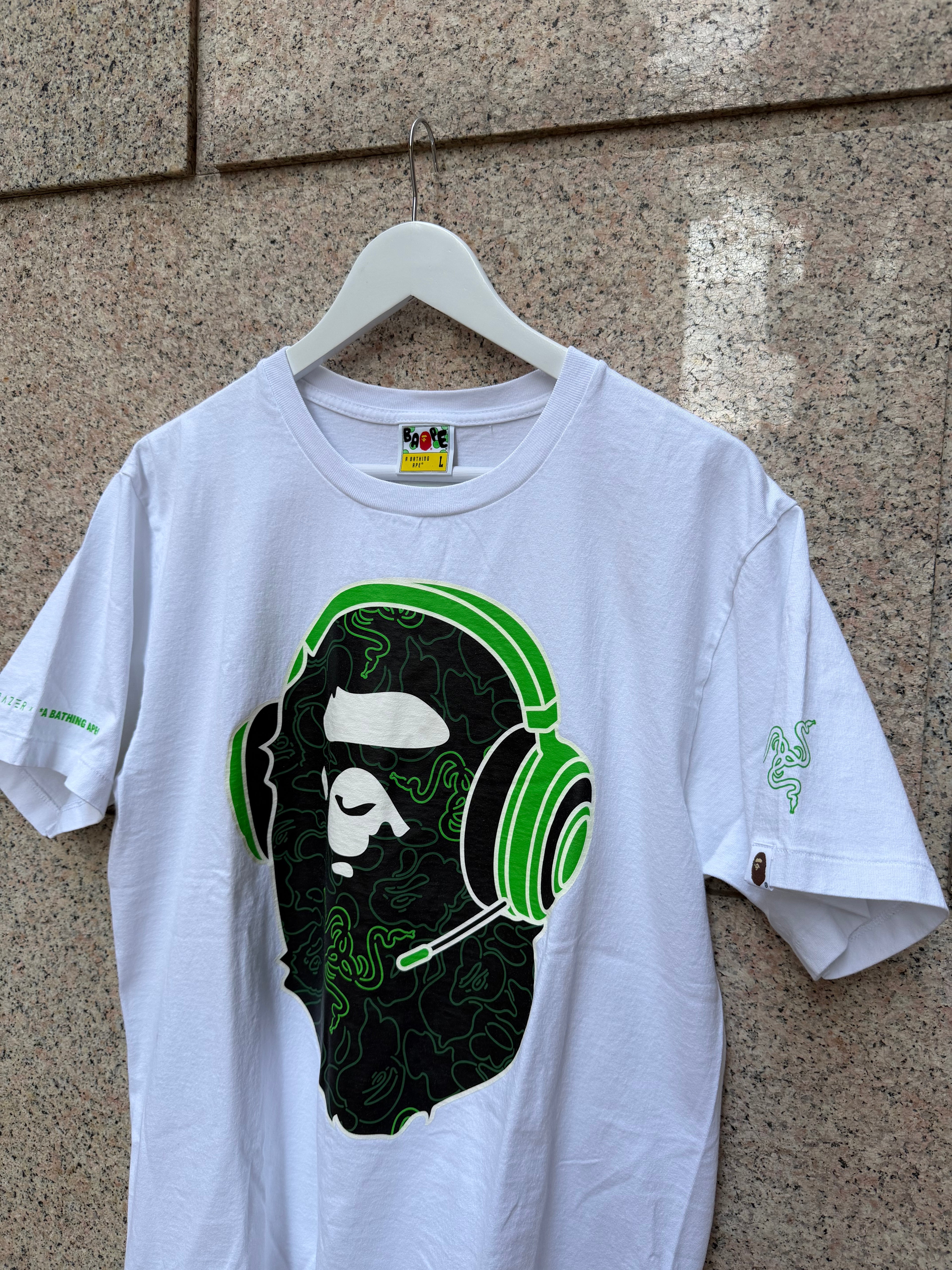 A Bathing Ape Bape Tee X Razer White Green - L (USED)