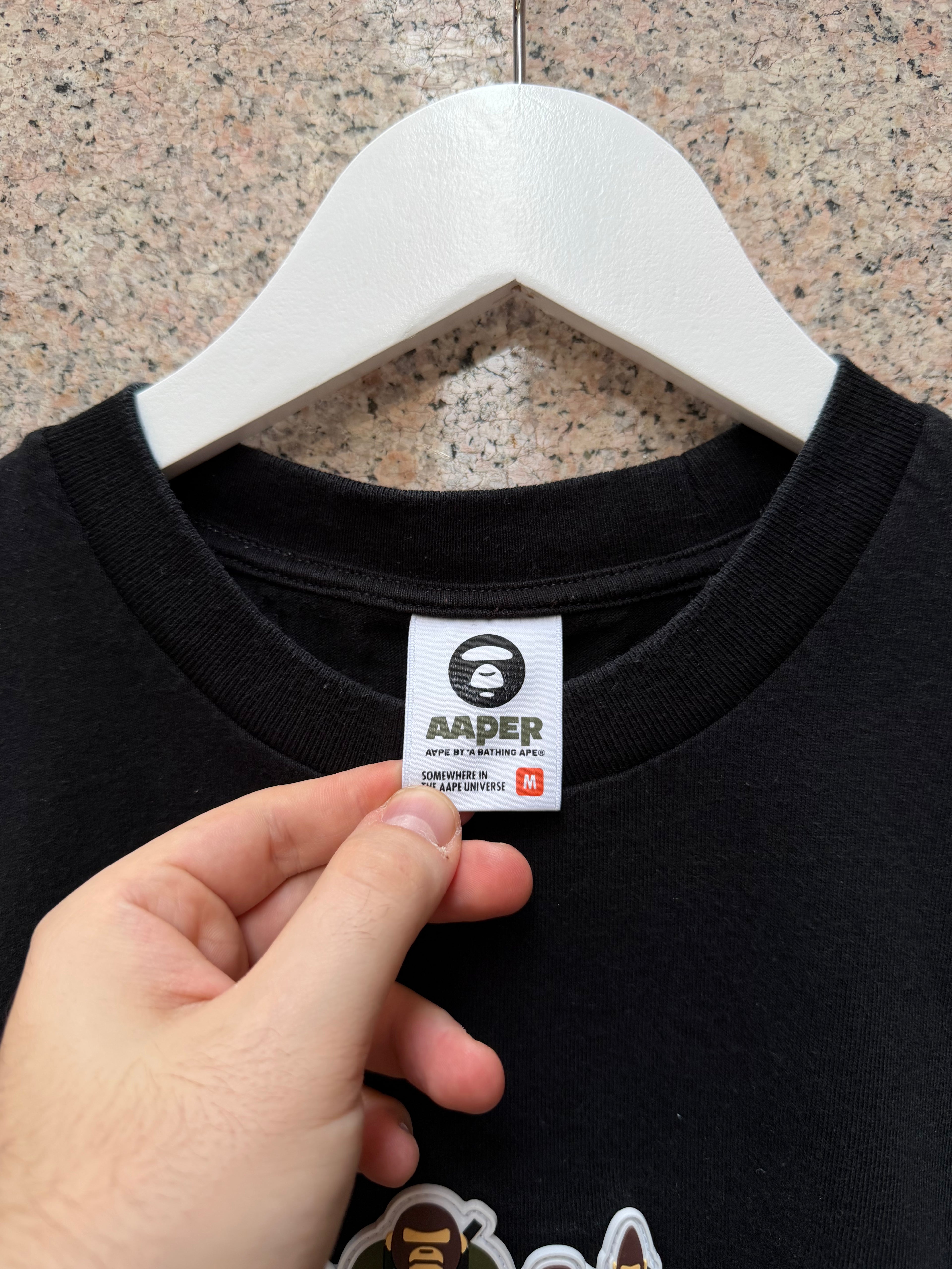 A Bathing Ape Bape Aaper Tee Black - M (USED)