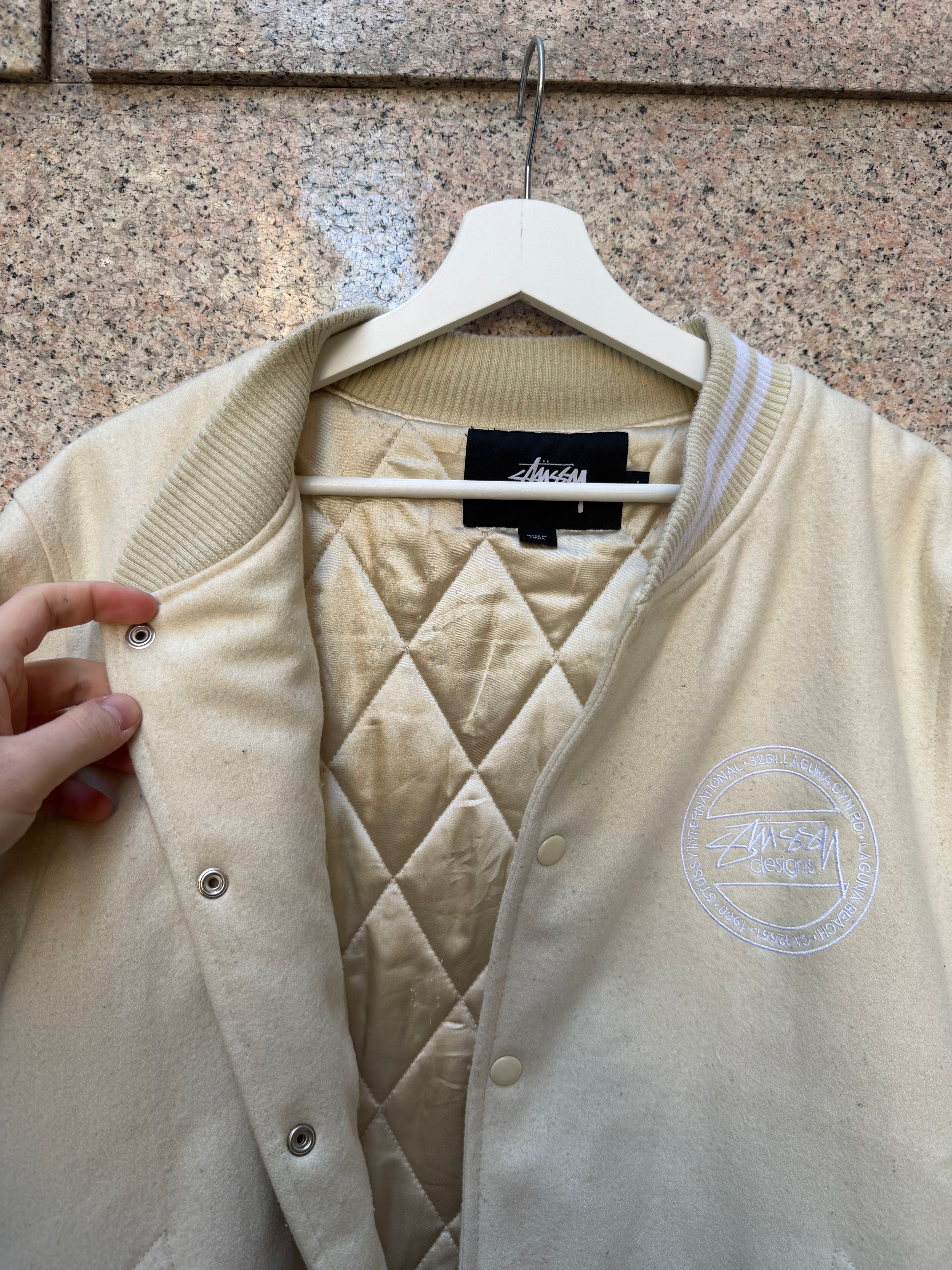 Stussy Varsity jacket Cream - L (USED)