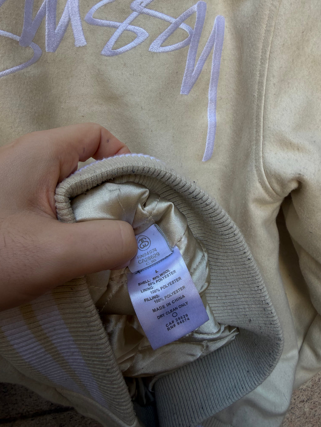 Stussy Varsity jacket Cream - L (USED)