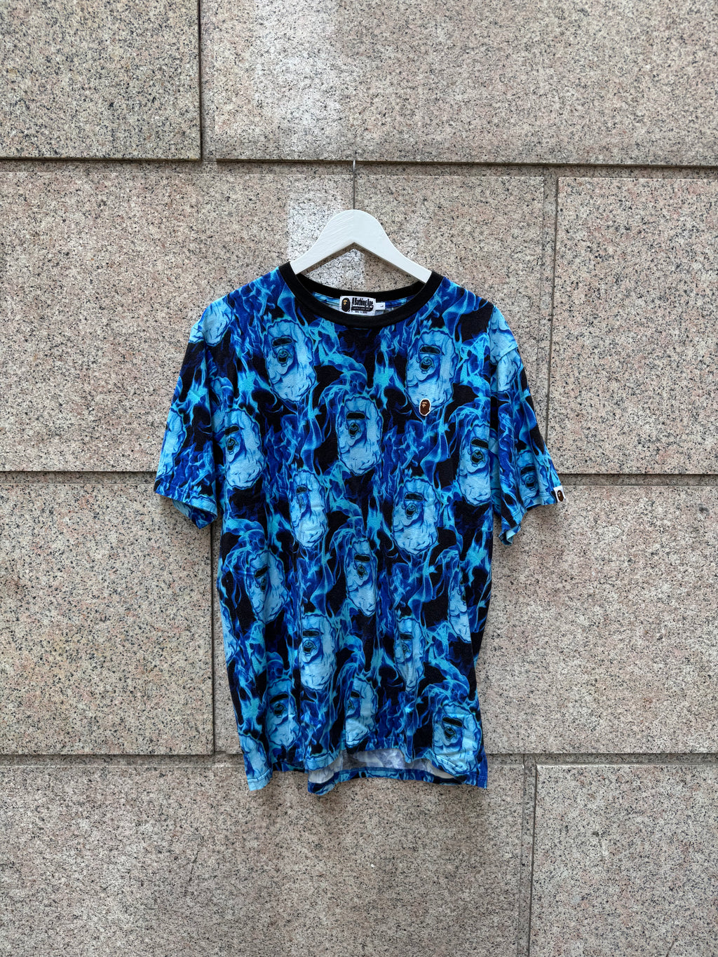 A Bathing Ape Bape Tee Blue Flame - L (USED)