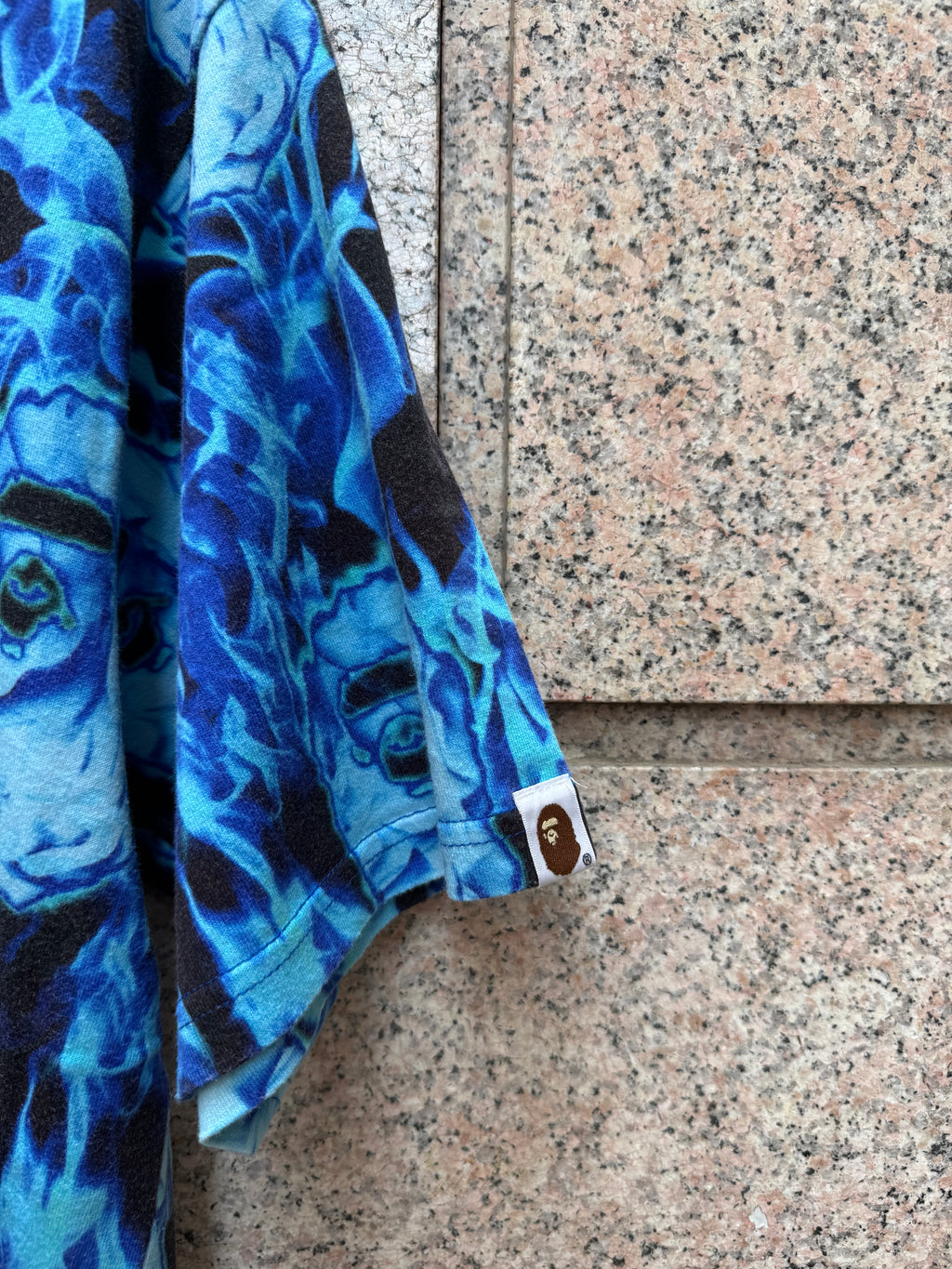 A Bathing Ape Bape Tee Blue Flame - L (USED)