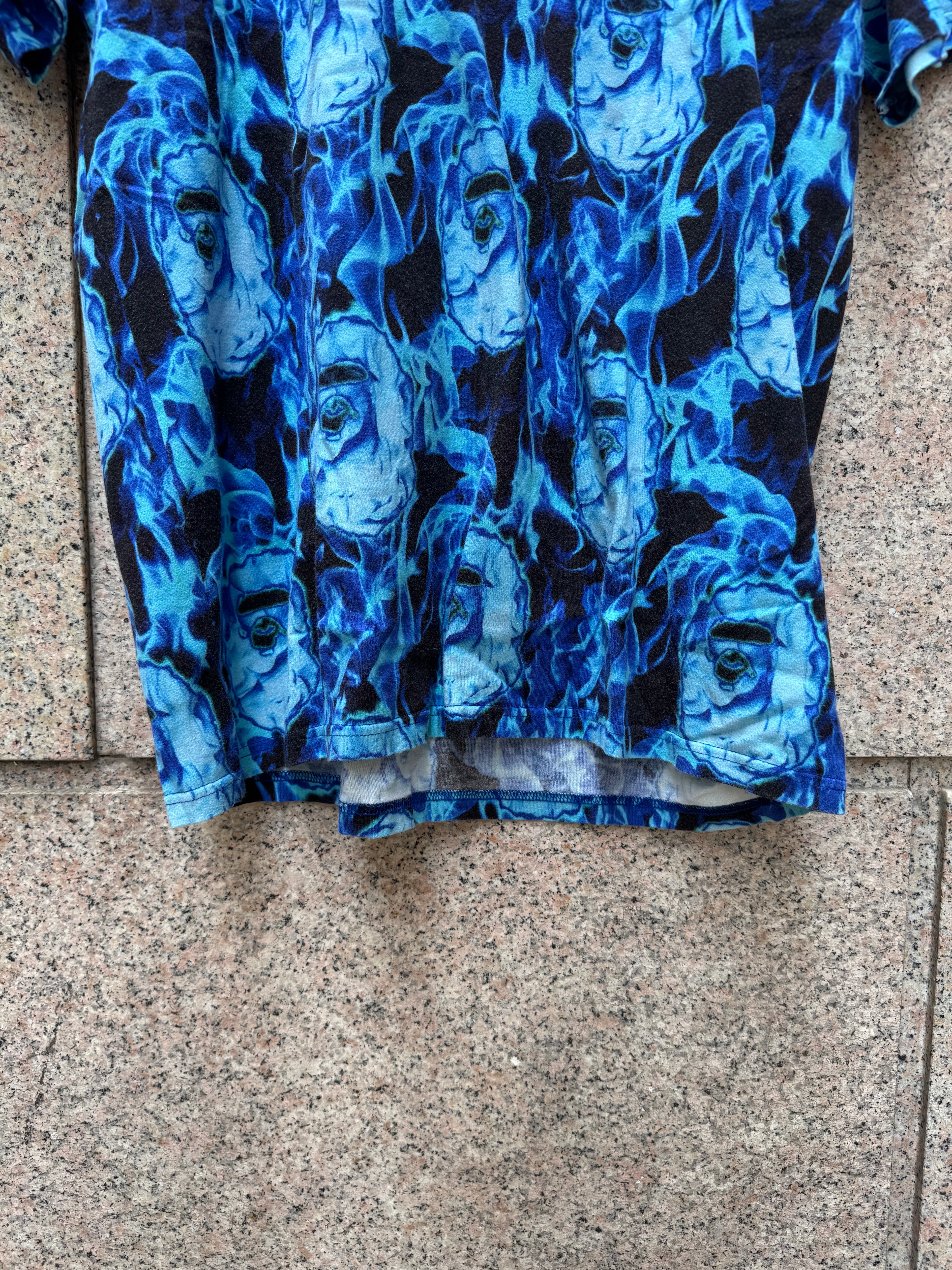 A Bathing Ape Bape Tee Blue Flame - L (USED)