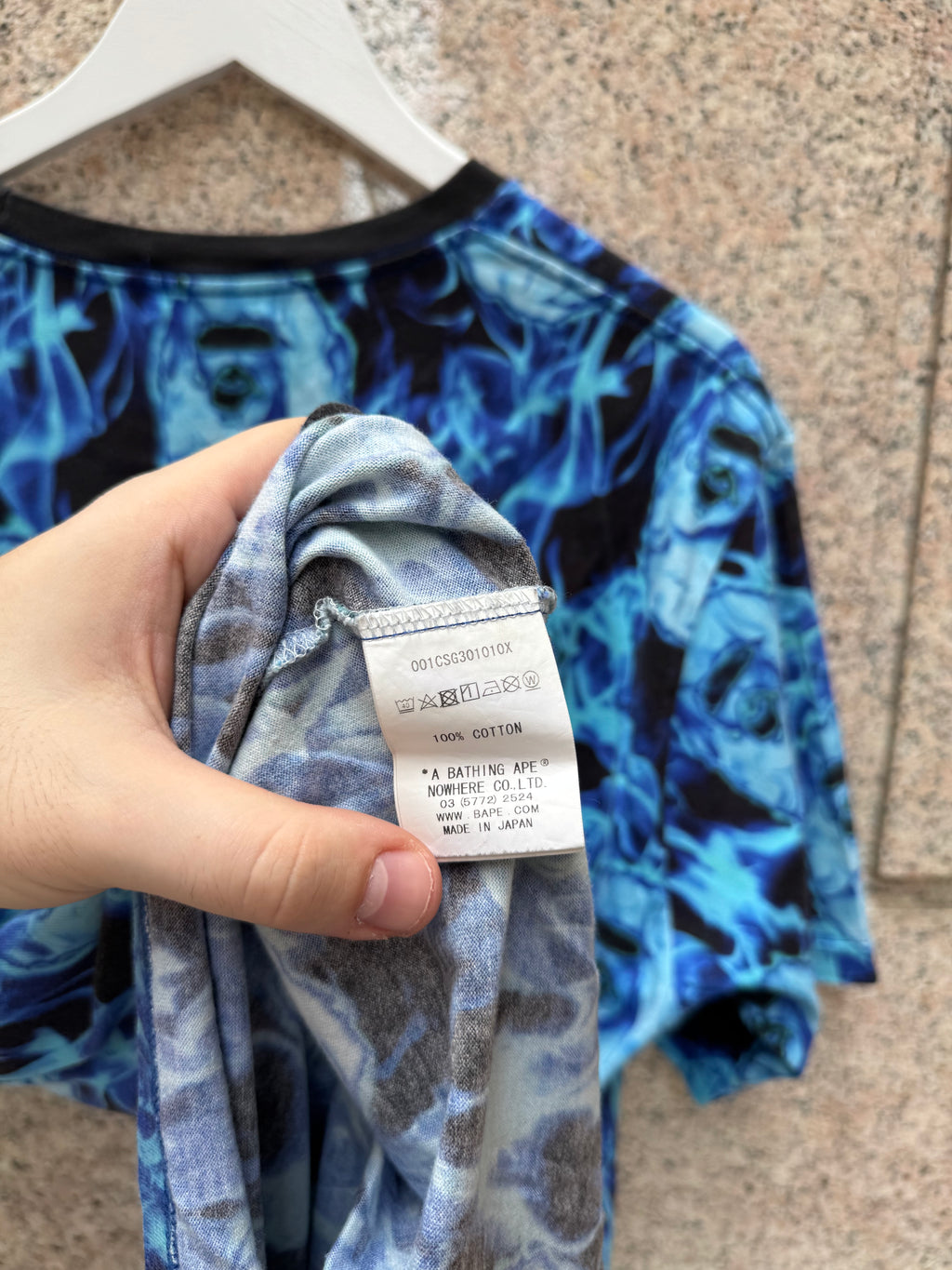 A Bathing Ape Bape Tee Blue Flame - L (USED)